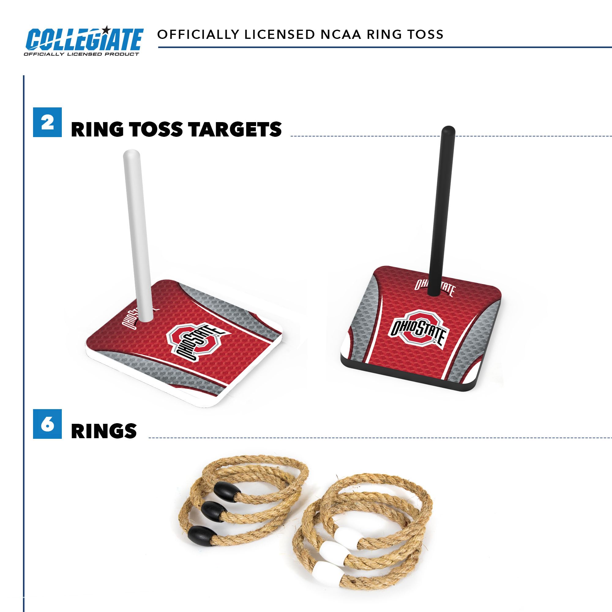Wild Sports College Quoits Set with Direct Print HD Team Graphics – Tailgate Ring Toss Game – Great Gift for Any NCAA Fan! Ring Toss Family Outdoor Games for The Beach, BBQ, or Tailgate Party - Sports Collectibles, Sports Memorabilia, Sports Fan Shop, Sports Gifts