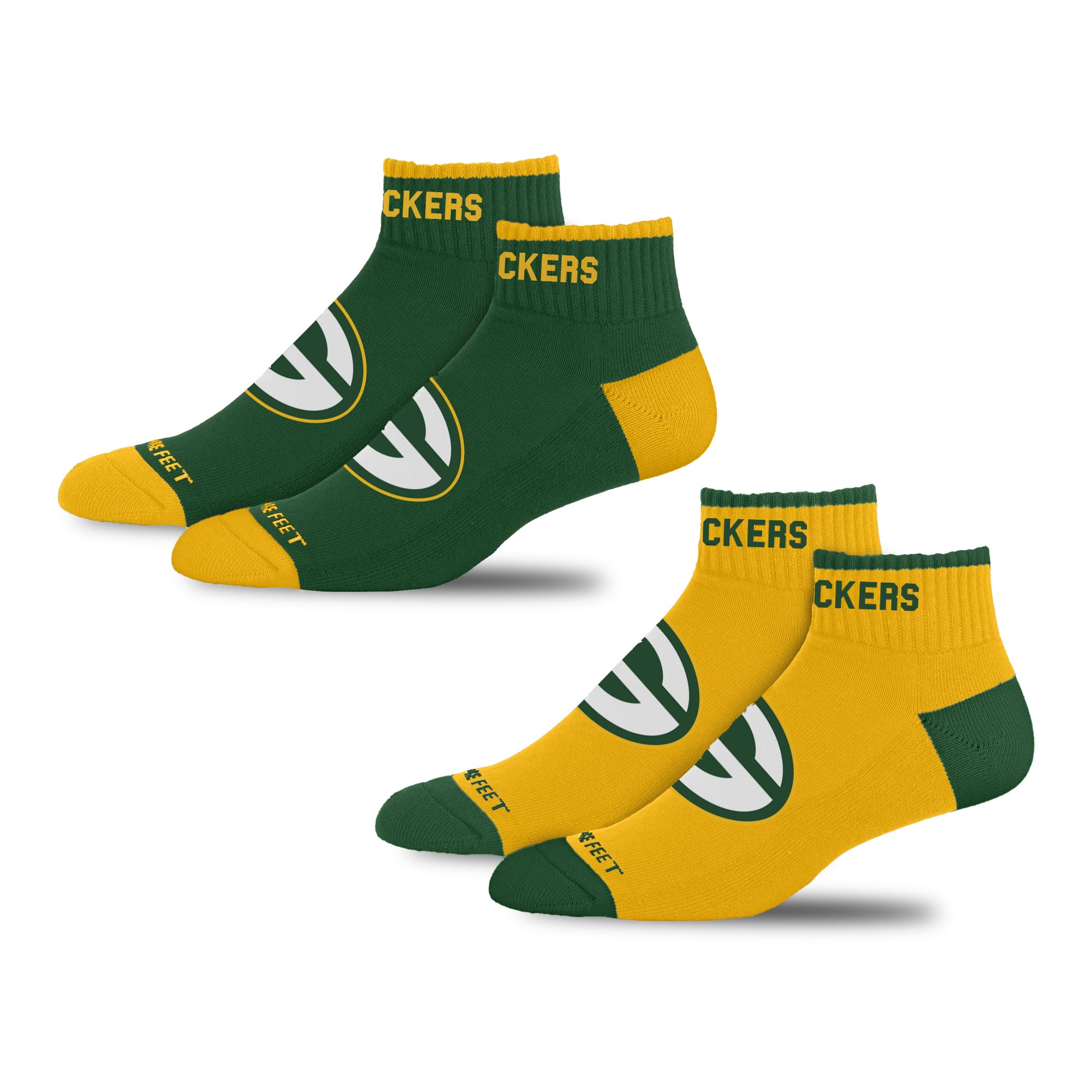 For Bare Feet NFL GREEN BAY PACKERS Front and Center 2 Pack Team Colors Large - Sports Gifts, Sports Memorabilia, Sports Collectibles, Fan Shop
