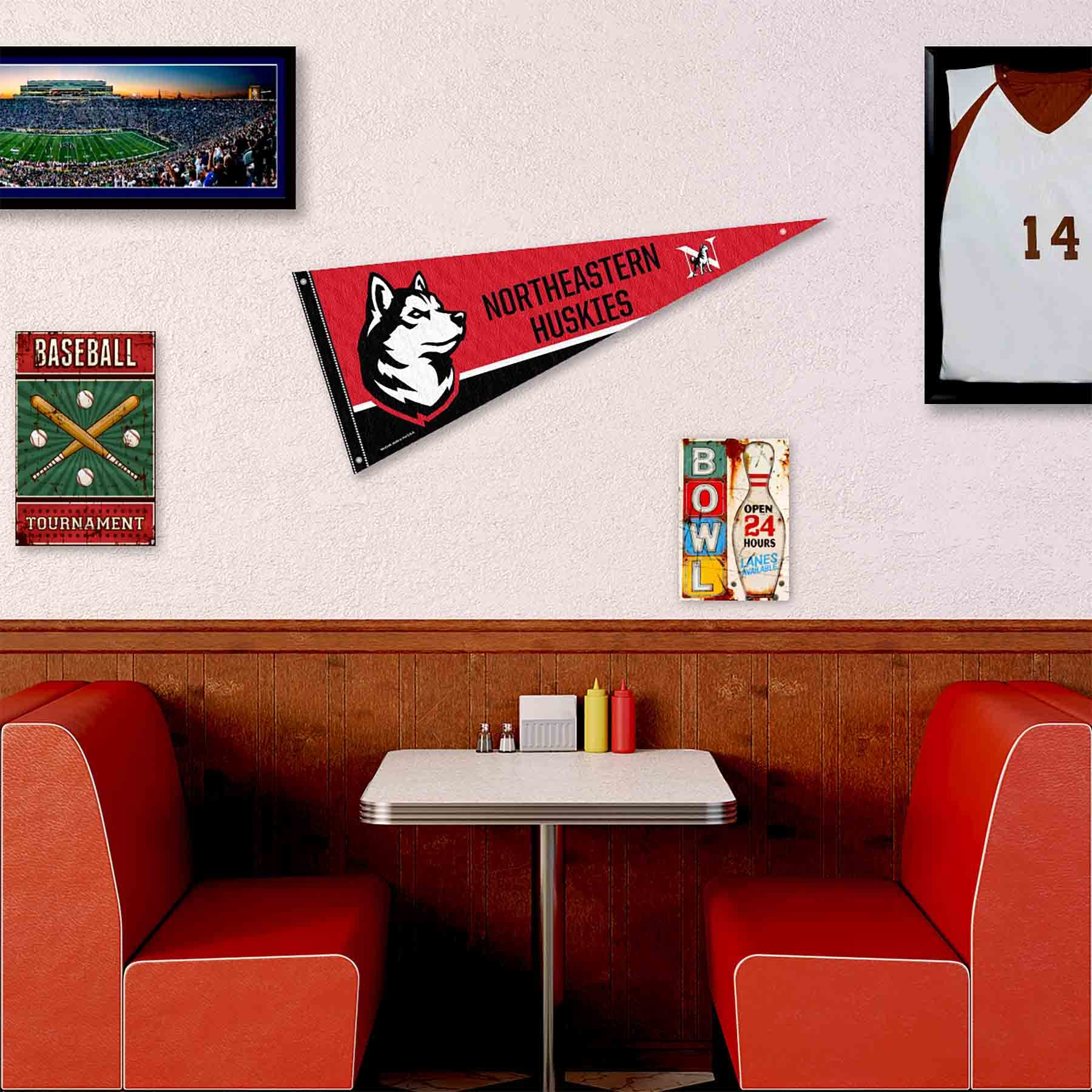 College Flags & Banners Co. Northeastern Huskies Pennant Flag and Wall Tack Mount Pads - Sports Collectibles, Sports Memorabilia, Sports Fan Shop, Sports Gifts