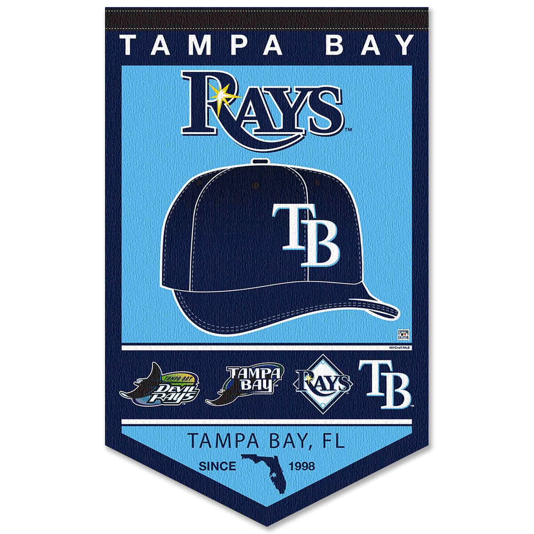WinCraft Tampa Bay Rays Heritage History Banner Pennant - Sports Collectibles, Sports Memorabilia, Sports Fan Shop, Sports Gifts