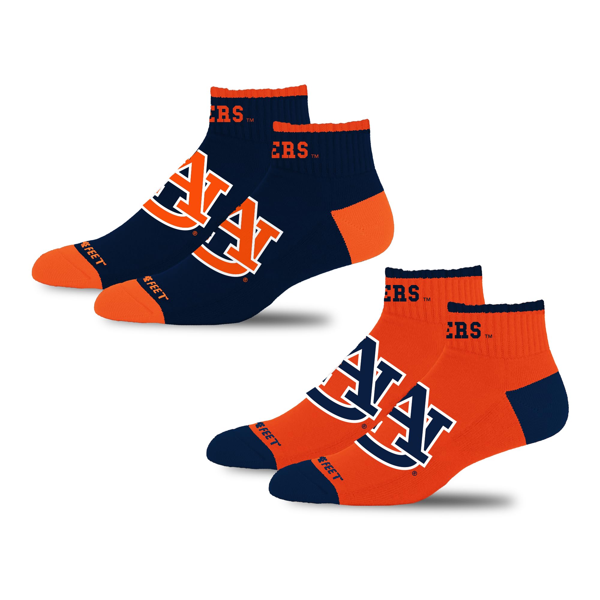 For Bare Feet NCAA AUBURN TIGERS Front and Center 2 Pack Team Colors Large - Sports Gifts, Sports Memorabilia, Sports Collectibles, Fan Shop