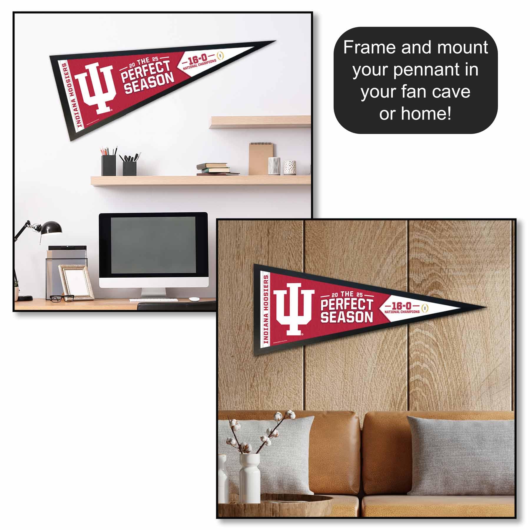 Indiana Hoosiers 2025 National Champions Perfect Season Pennant Banner Flag - Sports Gifts, Sports Memorabilia, Sports Collectibles, Fan Shop