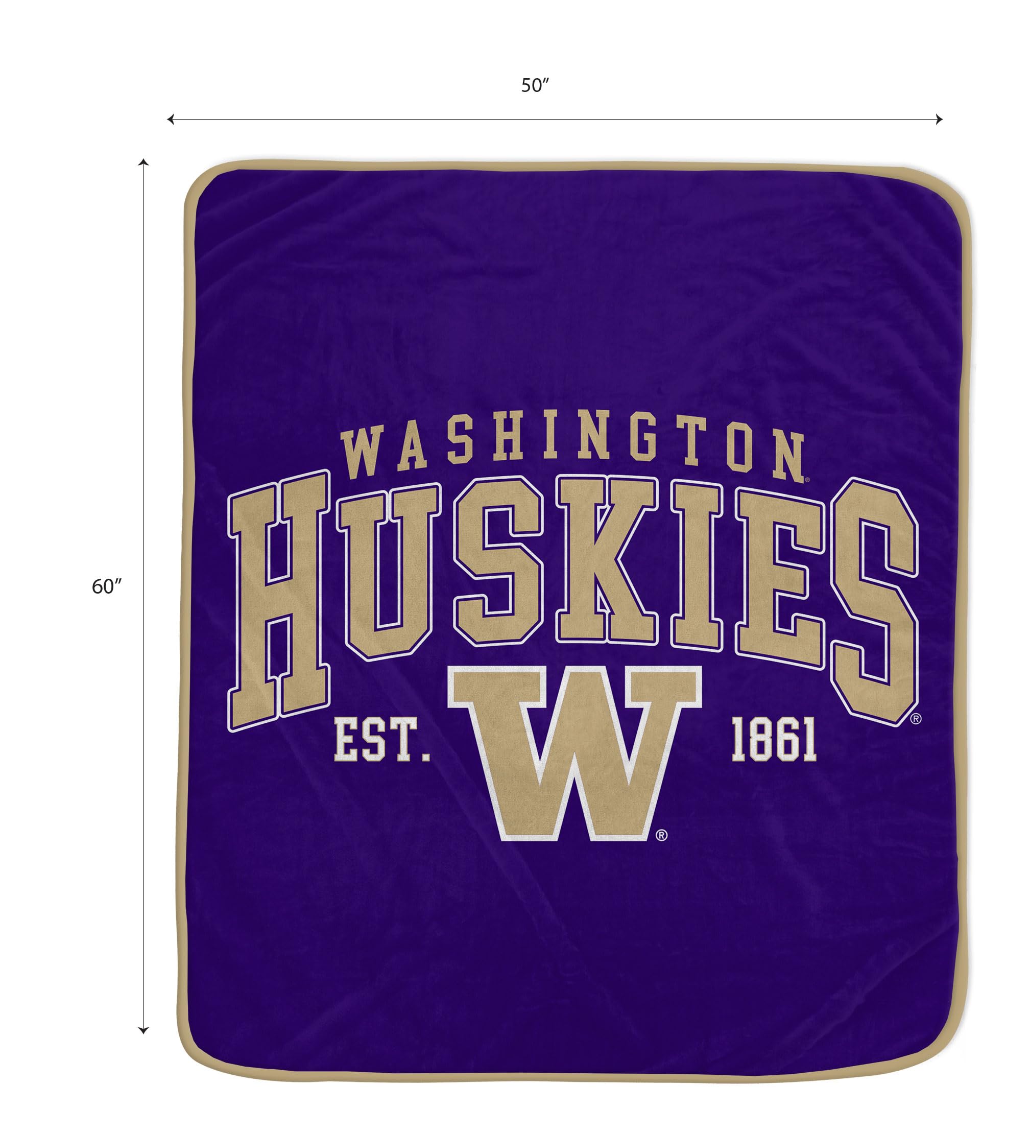 NCAA Washington Huskies Vintage Arch Block Ultra Soft Blanket - Sports Gifts, Sports Memorabilia, Sports Collectibles, Fan Shop