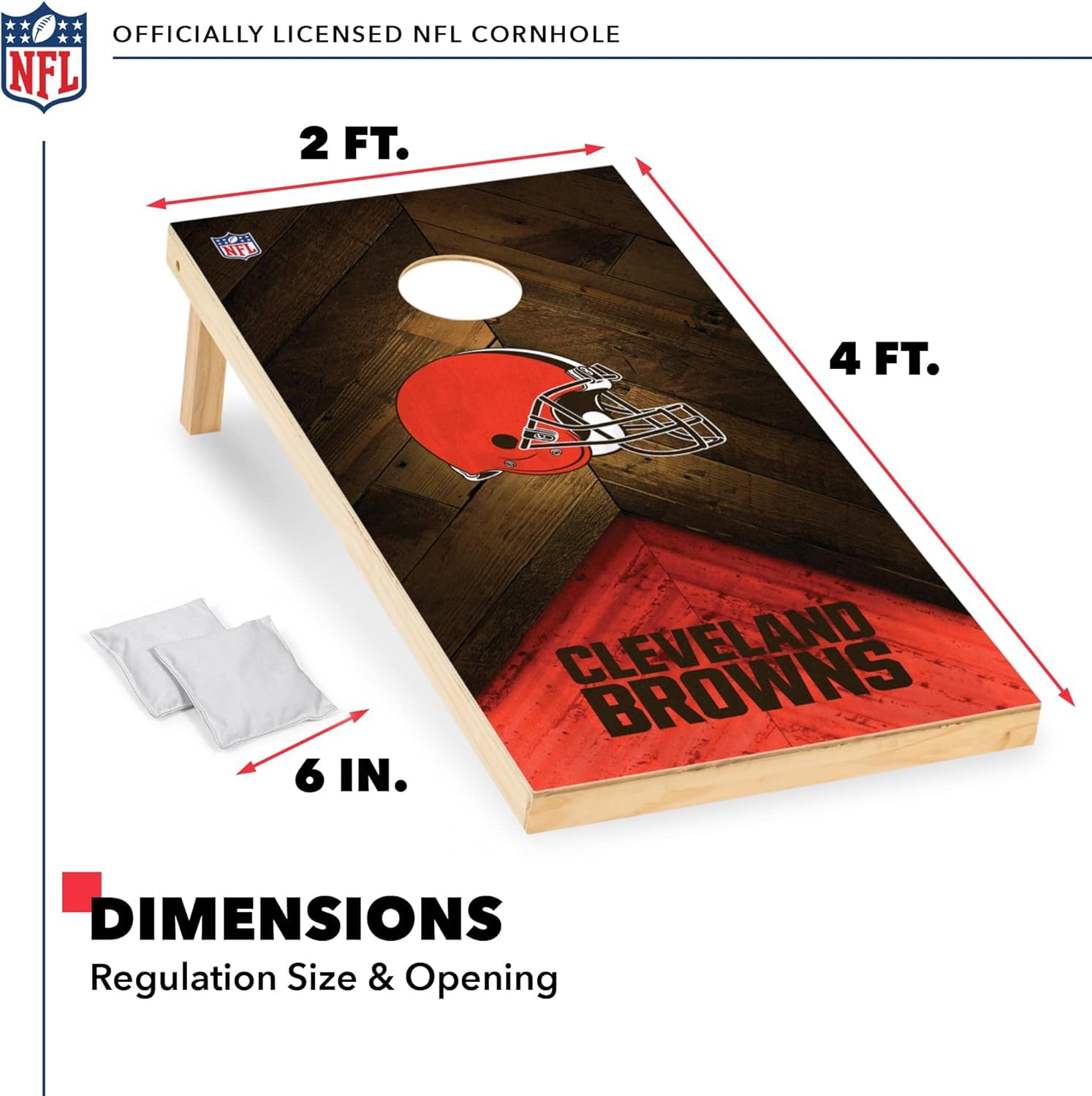 Wild Sports NFL Cleveland Browns 2' x 4' Regulation Size Solid Wood Cornhole Set with Direct Print HD Team Graphics - Sports Collectibles, Sports Memorabilia, Sports Fan Shop, Sports Gifts