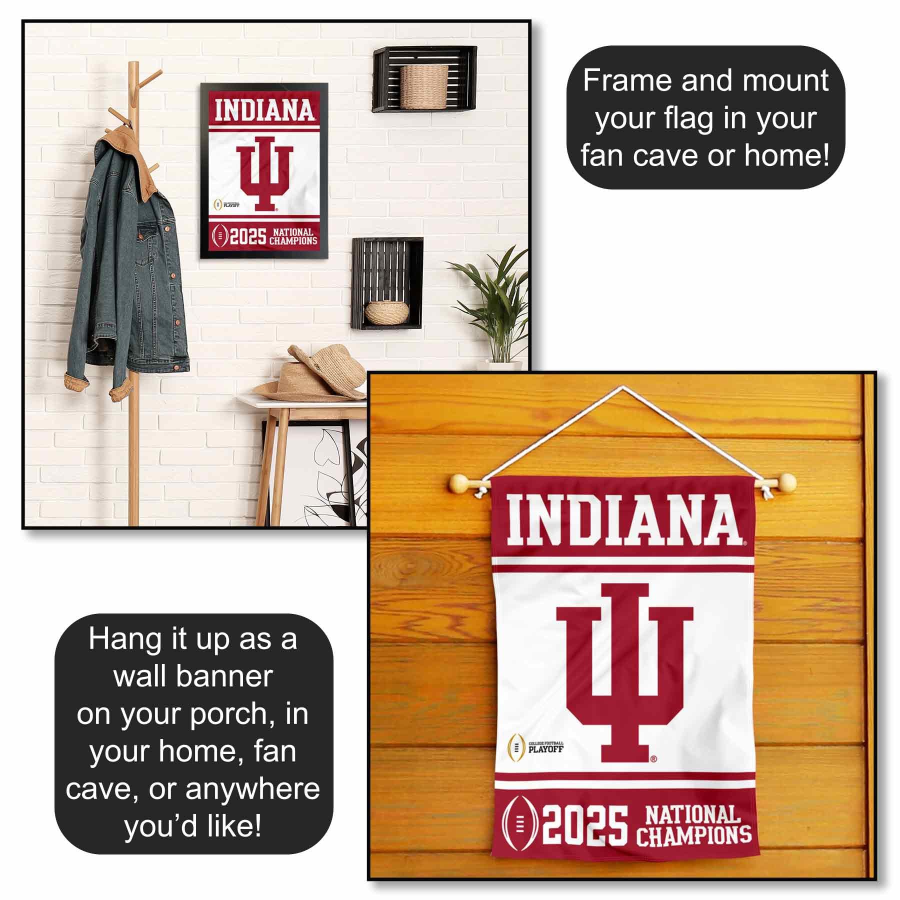 Indiana Hoosiers 2025 National Champions Garden Banner Flag - Sports Gifts, Sports Memorabilia, Sports Collectibles, Fan Shop