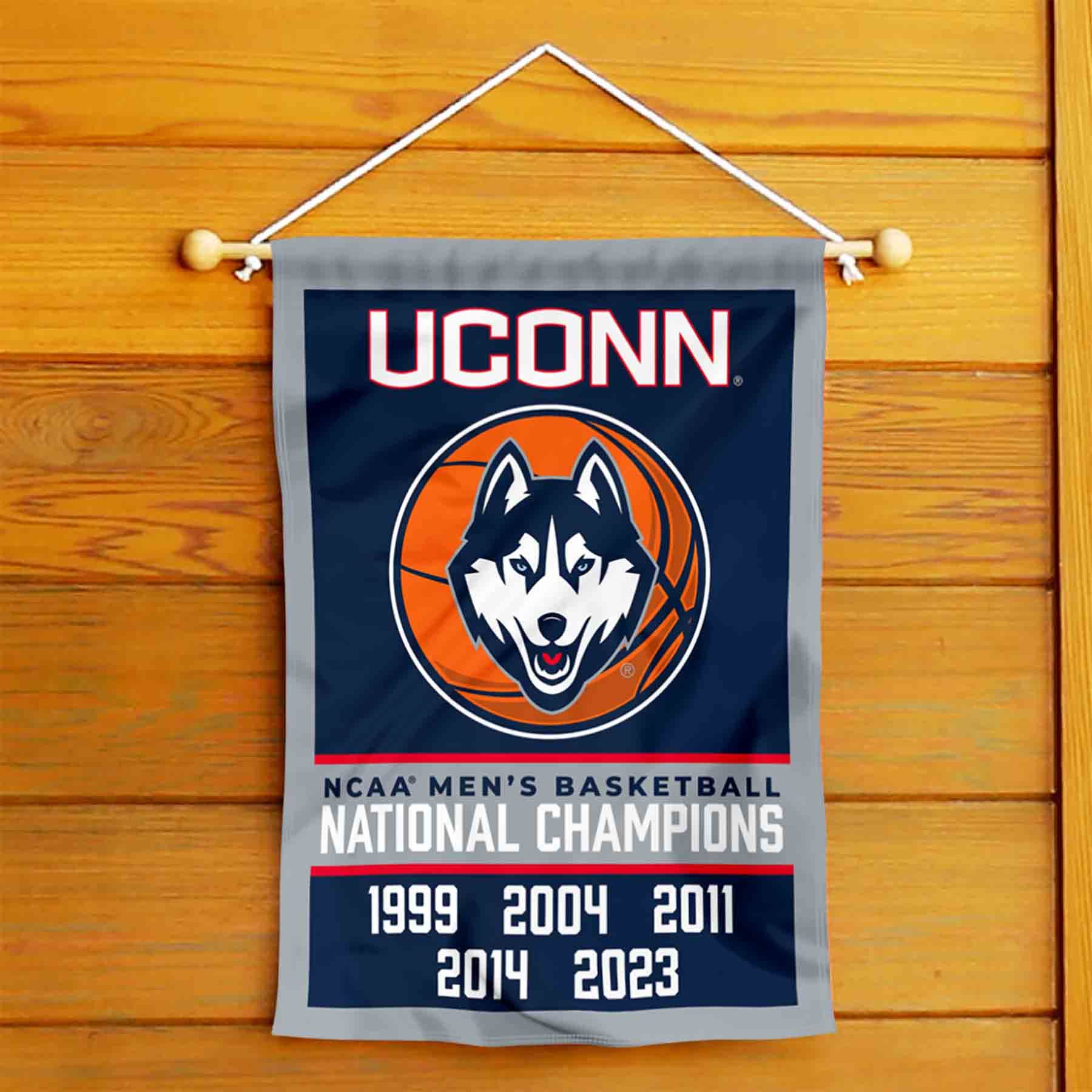 Connecticut Huskies UCONN 5 Time College Basketball National Champions Double Sided Garden Banner Flag - Sports Collectibles, Sports Memorabilia, Sports Fan Shop, Sports Gifts