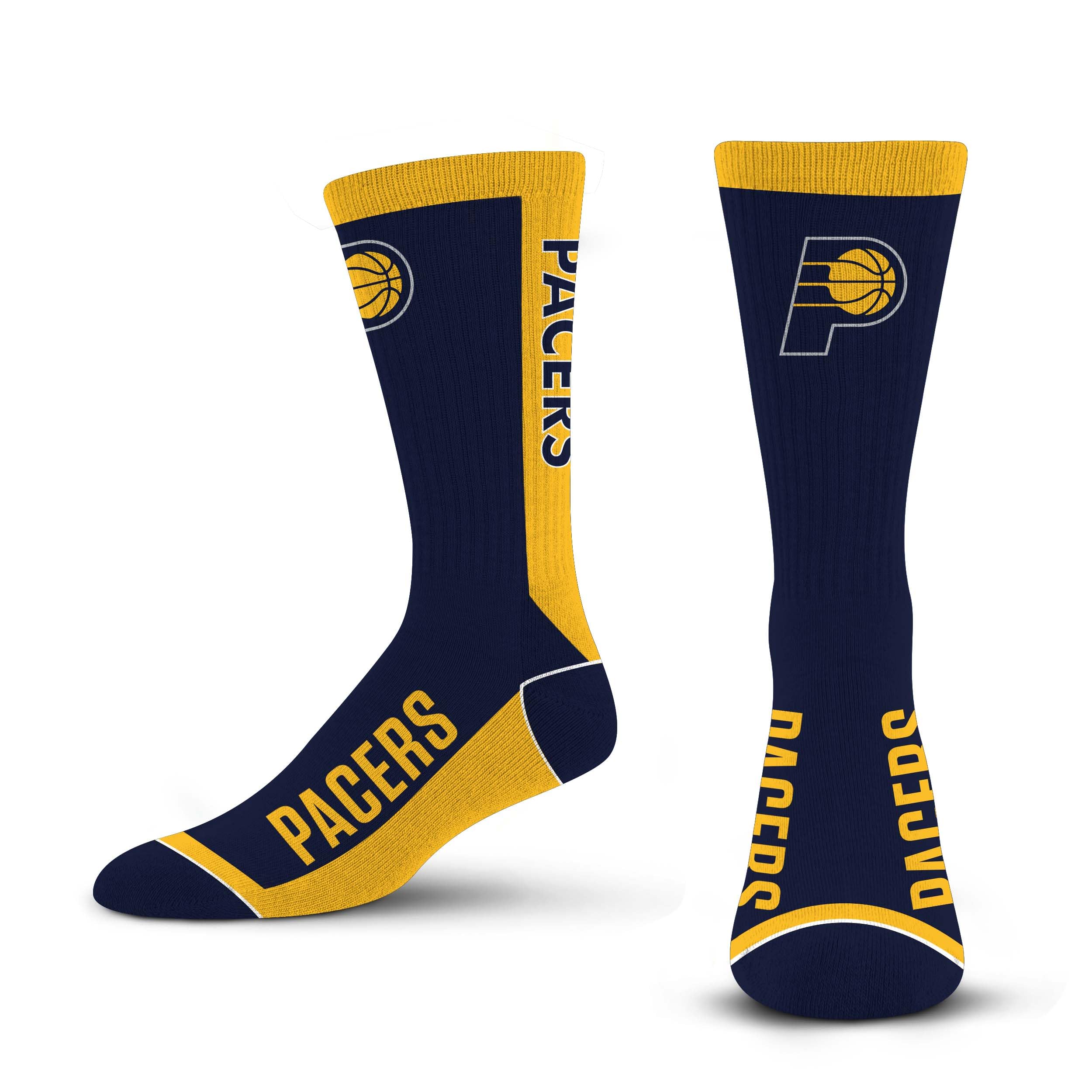 For Bare Feet NBA INDIANA PACERS MVP Crew Sock Team Color Large - Sports Gifts, Sports Memorabilia, Sports Collectibles, Fan Shop