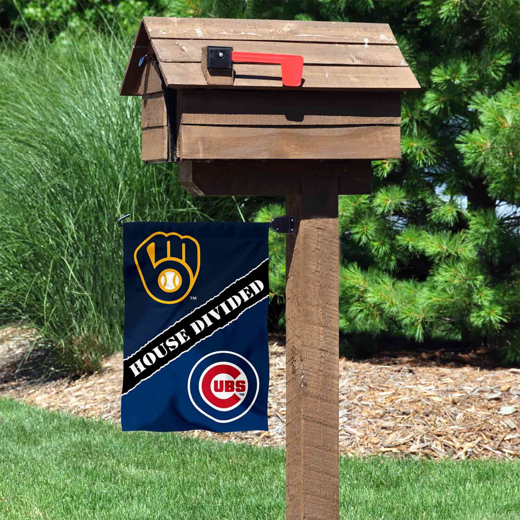 WinCraft House Divided Brewers and Cubs Double Sided Garden Flag - Sports Collectibles, Sports Memorabilia, Sports Fan Shop, Sports Gifts