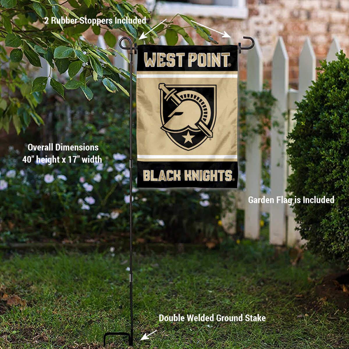 College Flags & Banners Co. Army Black Knights Garden Flag with Stand Holder - Sports Collectibles, Sports Memorabilia, Sports Fan Shop, Sports Gifts