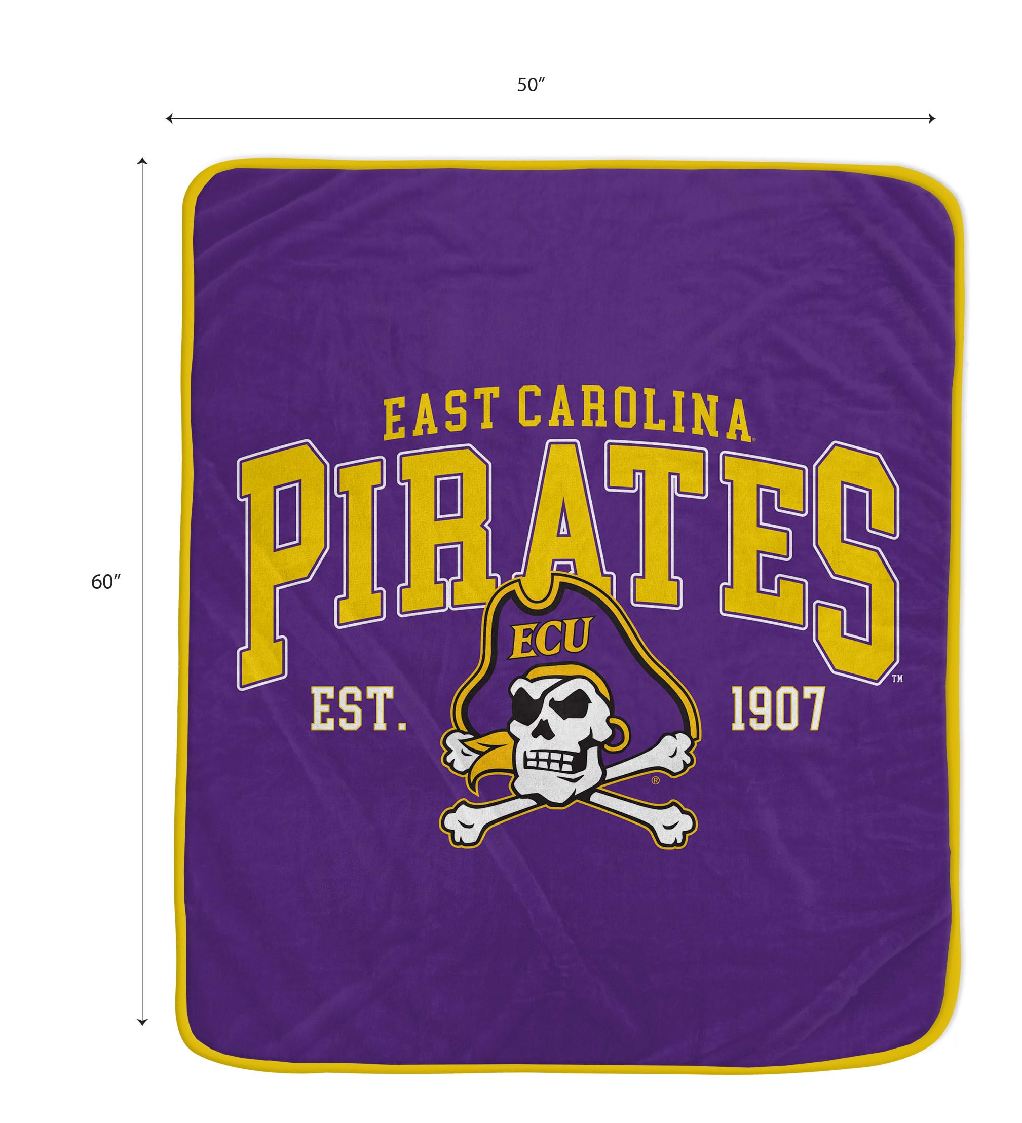 NCAA ECU Pirates Vintage Arch Block Ultra Soft Blanket - Sports Gifts, Sports Memorabilia, Sports Collectibles, Fan Shop