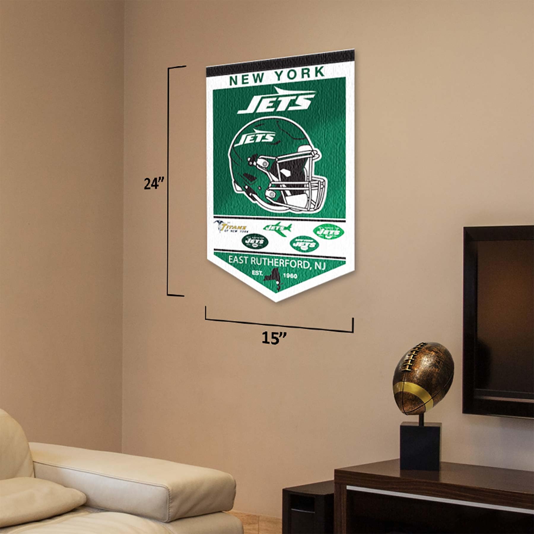 WinCraft New York Jets Heritage History Banner Pennant - Sports Collectibles, Sports Memorabilia, Sports Fan Shop, Sports Gifts