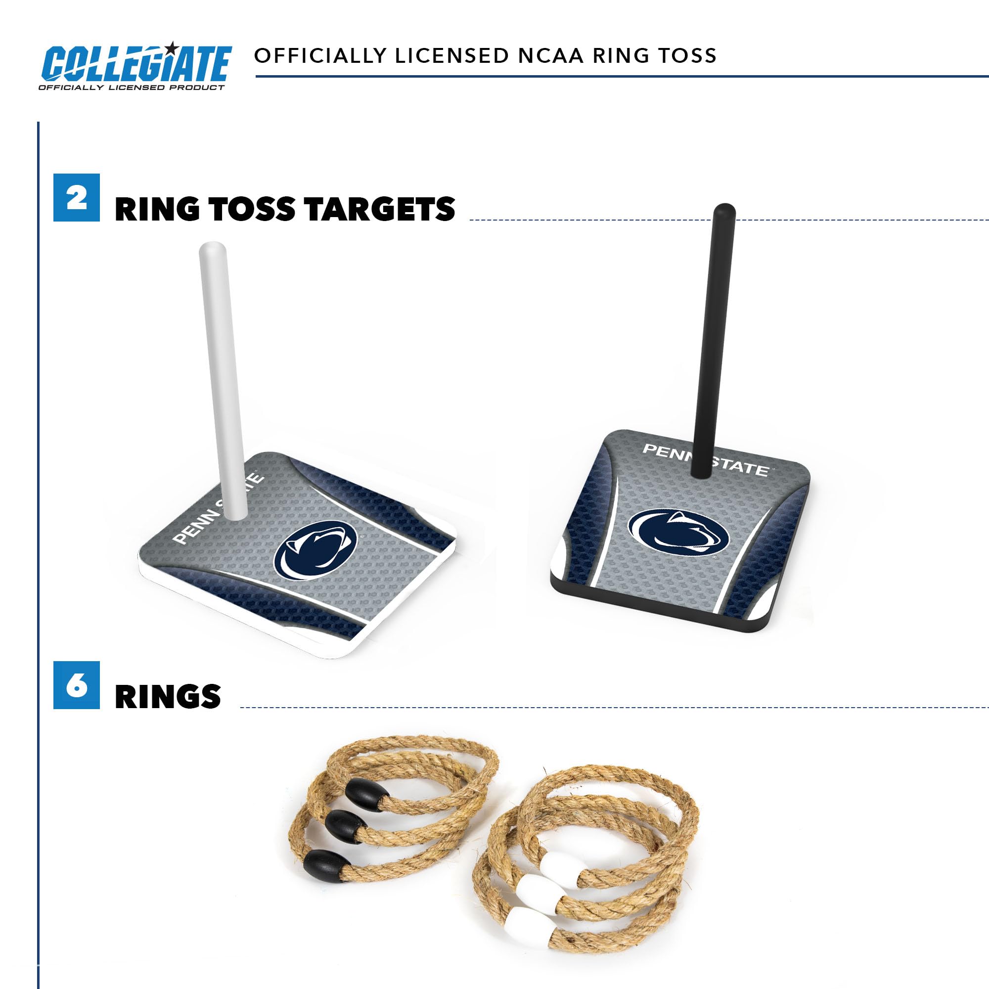 Wild Sports College Quoits Set with Direct Print HD Team Graphics – Tailgate Ring Toss Game – Great Gift for Any NCAA Fan! Ring Toss Family Outdoor Games for The Beach, BBQ, or Tailgate Party - Sports Collectibles, Sports Memorabilia, Sports Fan Shop, Sports Gifts