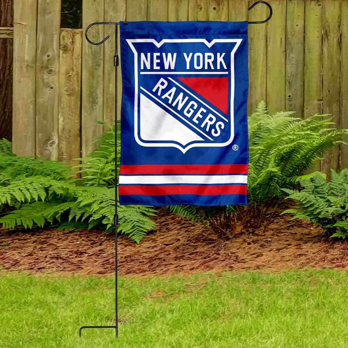 WinCraft New York Rangers Garden Flag and Pole Stand Mount Holder - Sports Collectibles, Sports Memorabilia, Sports Fan Shop, Sports Gifts