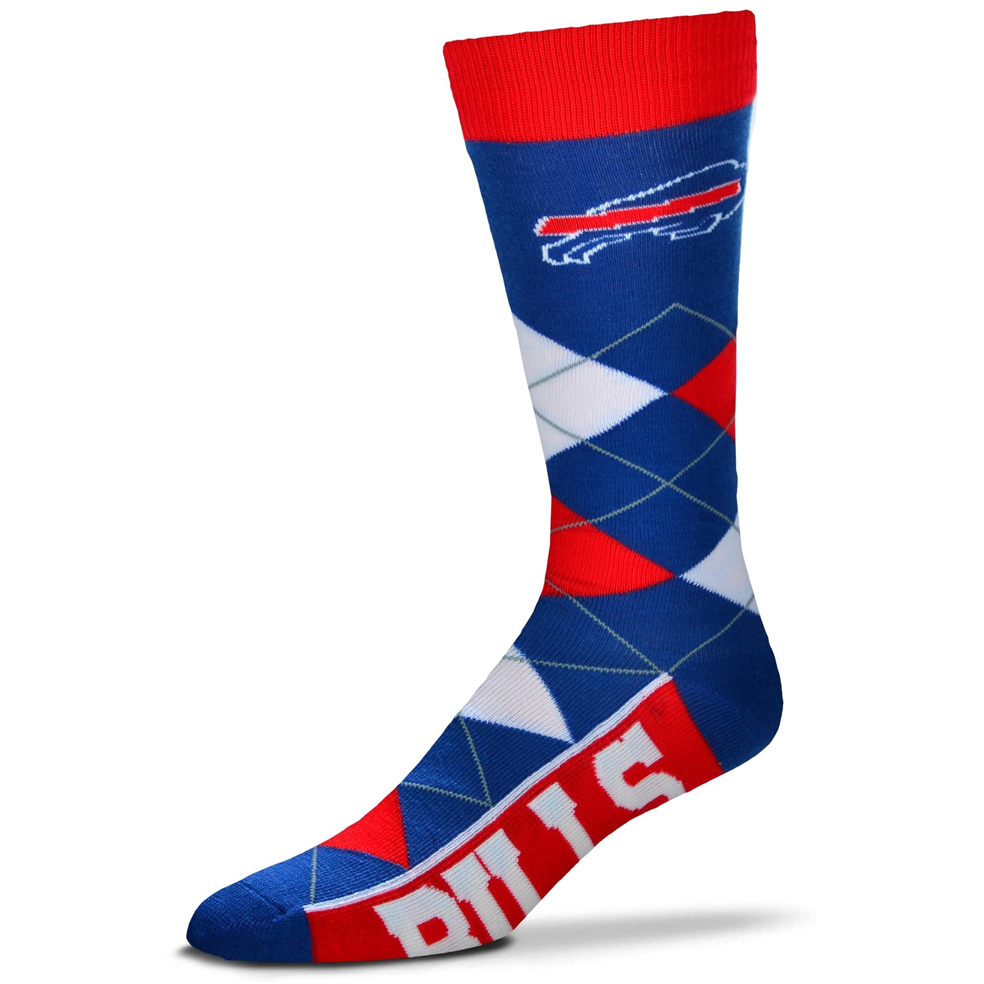 For Bare Feet NFL Buffalo Bills Argyle Line Up Dress Sock Team Color OSFM - Sports Gifts, Sports Memorabilia, Sports Collectibles, Fan Shop