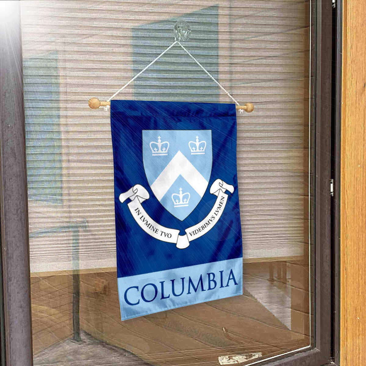 College Flags & Banners Co. Columbia Lions Window Wall Banner Hanging Flag with Suction Cup - Sports Collectibles, Sports Memorabilia, Sports Fan Shop, Sports Gifts