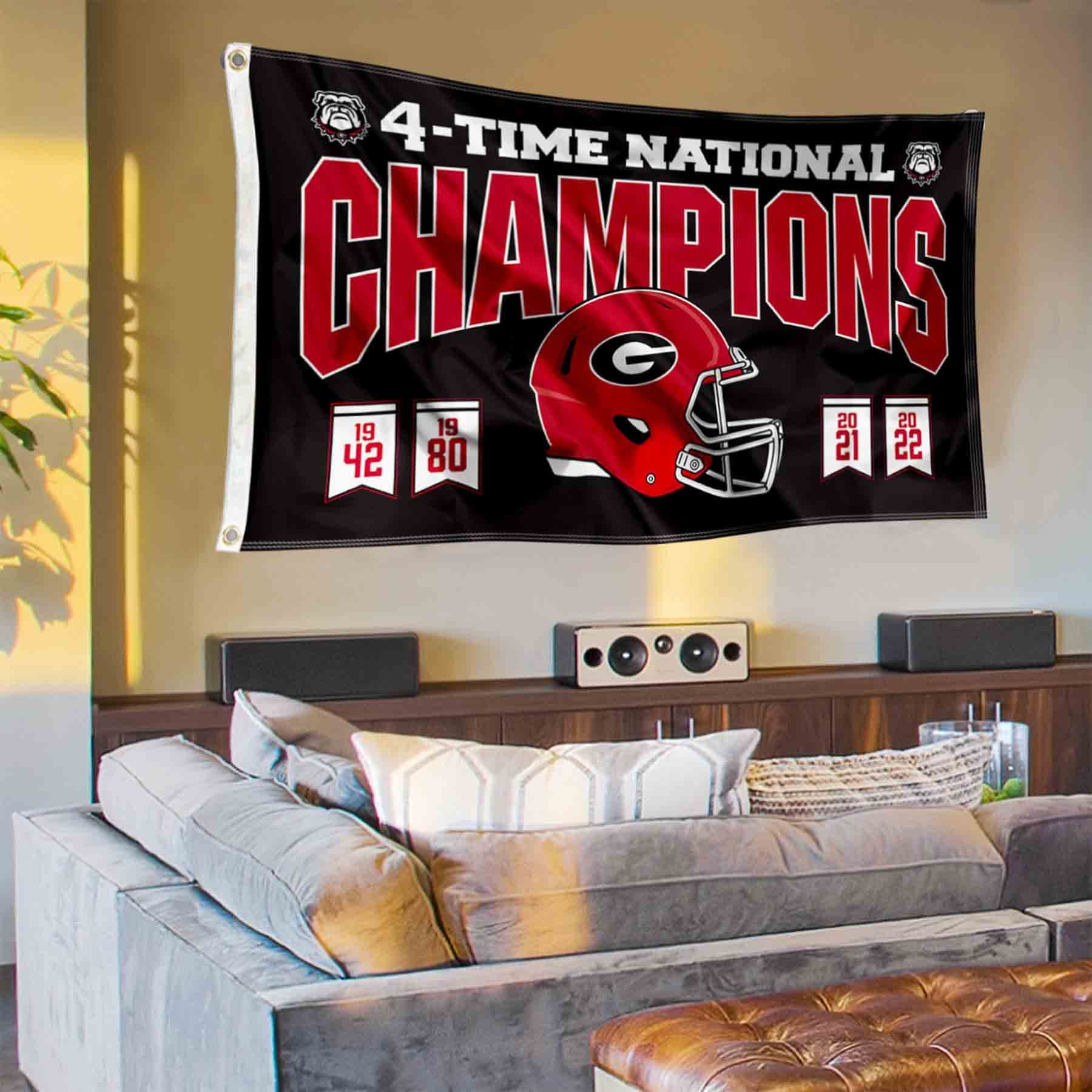 College Flags & Banners Co. Georgia Bulldogs 4 Time Champs Banner and Tapestry Wall Tack Pads - Sports Collectibles, Sports Memorabilia, Sports Fan Shop, Sports Gifts