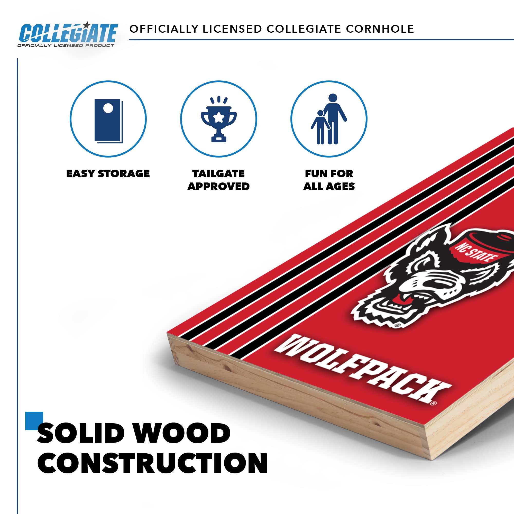 Wild Sports 2' x 3' Set with Direct Print HD Team Graphics – Great Gift for Any NCAA Fan! Bean Bag Toss Family Outdoor Games – North Carolina State Wolfpack - Sports Collectibles, Sports Memorabilia, Sports Fan Shop, Sports Gifts