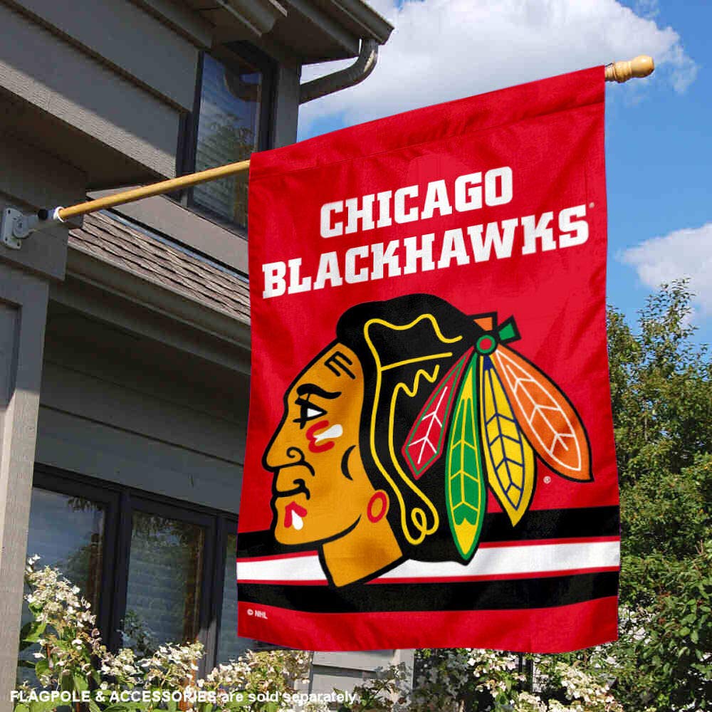 WinCraft Chicago Blackhawks Red Two Sided House Flag - Sports Collectibles, Sports Memorabilia, Sports Fan Shop, Sports Gifts