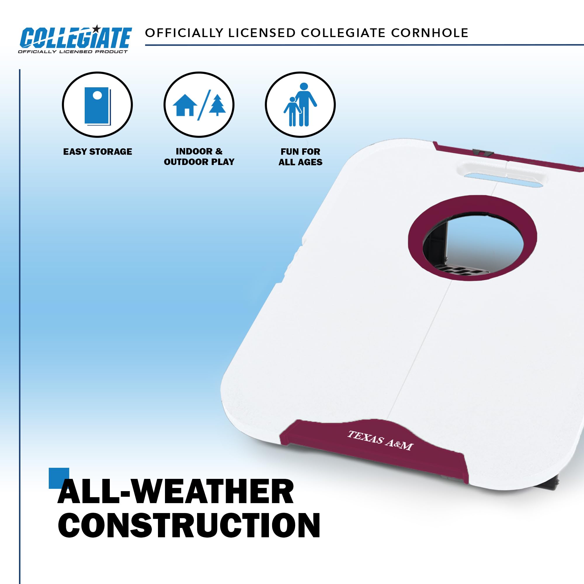 Wild Sports NCAA Texas A&M Aggies Pro Football All-Weather Cornhole Set - Travel Bean Bag Toss Set Includes 8 Bean Bags - Sports Collectibles, Sports Memorabilia, Sports Fan Shop, Sports Gifts