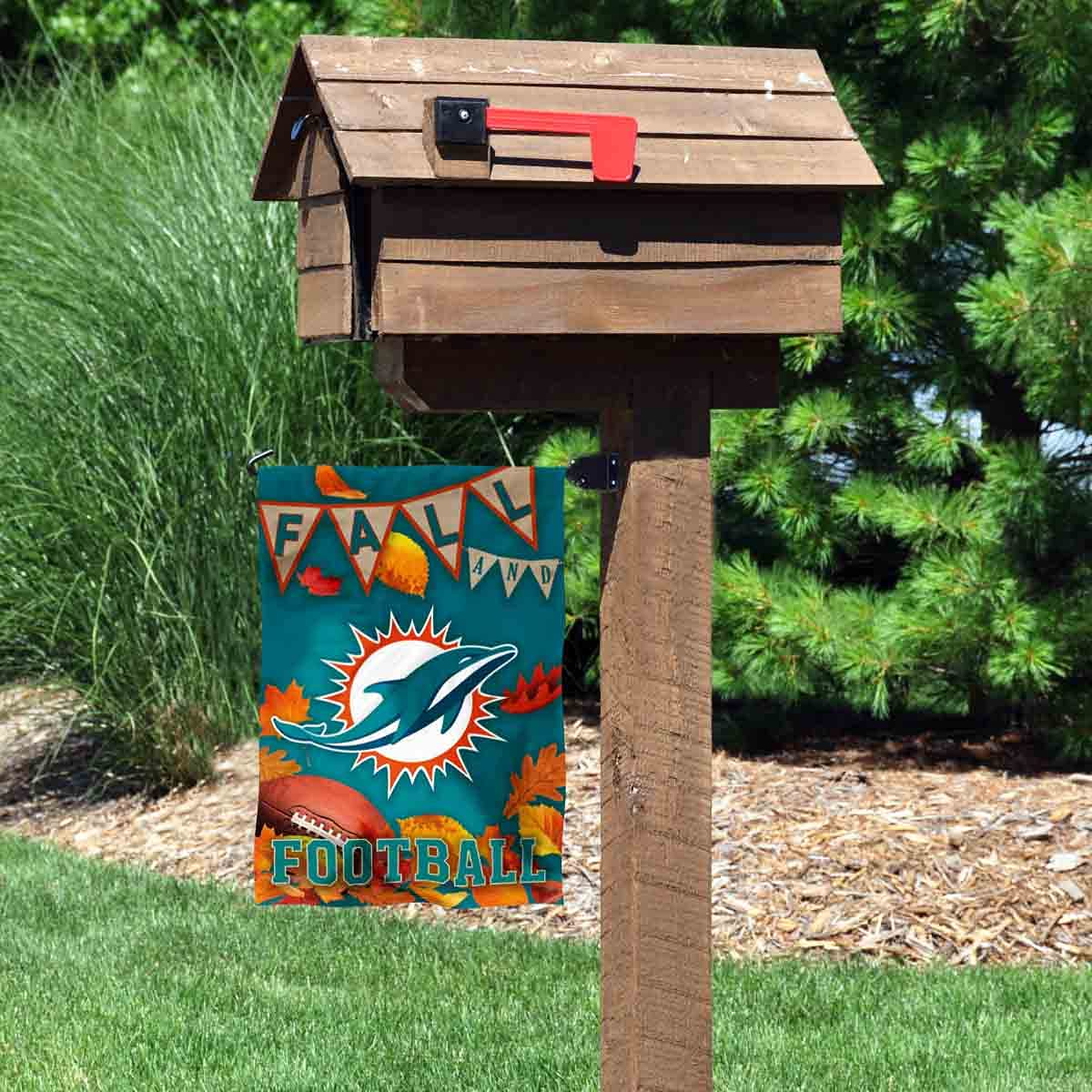 WinCraft Miami Dolphins Fall Leaves Decorative Football Garden Flag Double Sided Banner - Sports Collectibles, Sports Memorabilia, Sports Fan Shop, Sports Gifts
