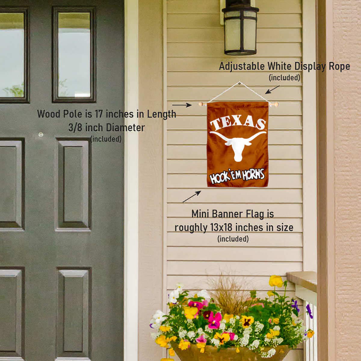 College Flags & Banners Co. Texas Longhorns Hook Em Banner for Windows Doors and Walls - Sports Collectibles, Sports Memorabilia, Sports Fan Shop, Sports Gifts