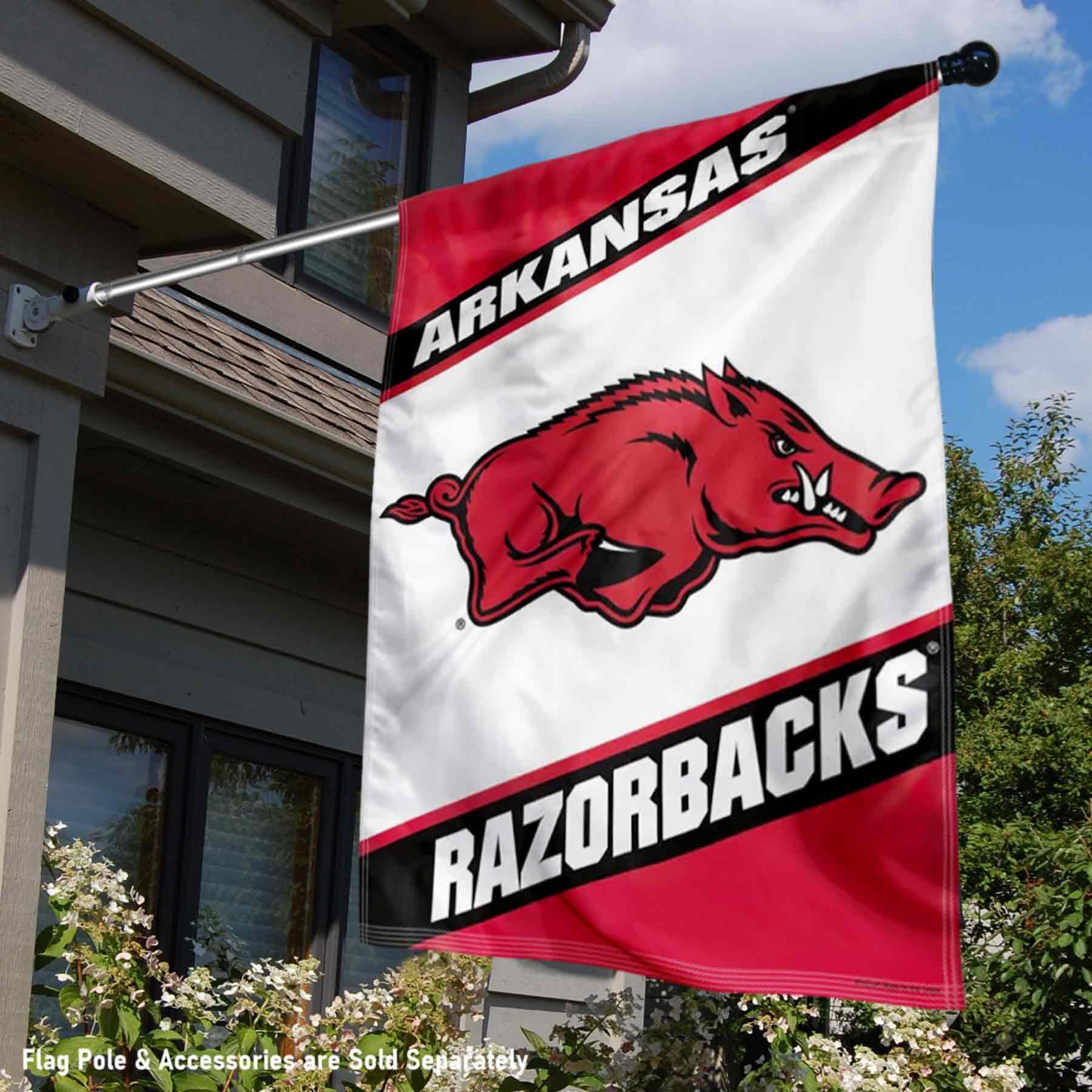 Arkansas Razorbacks White Panel Banner Flag - Sports Collectibles, Sports Memorabilia, Sports Fan Shop, Sports Gifts