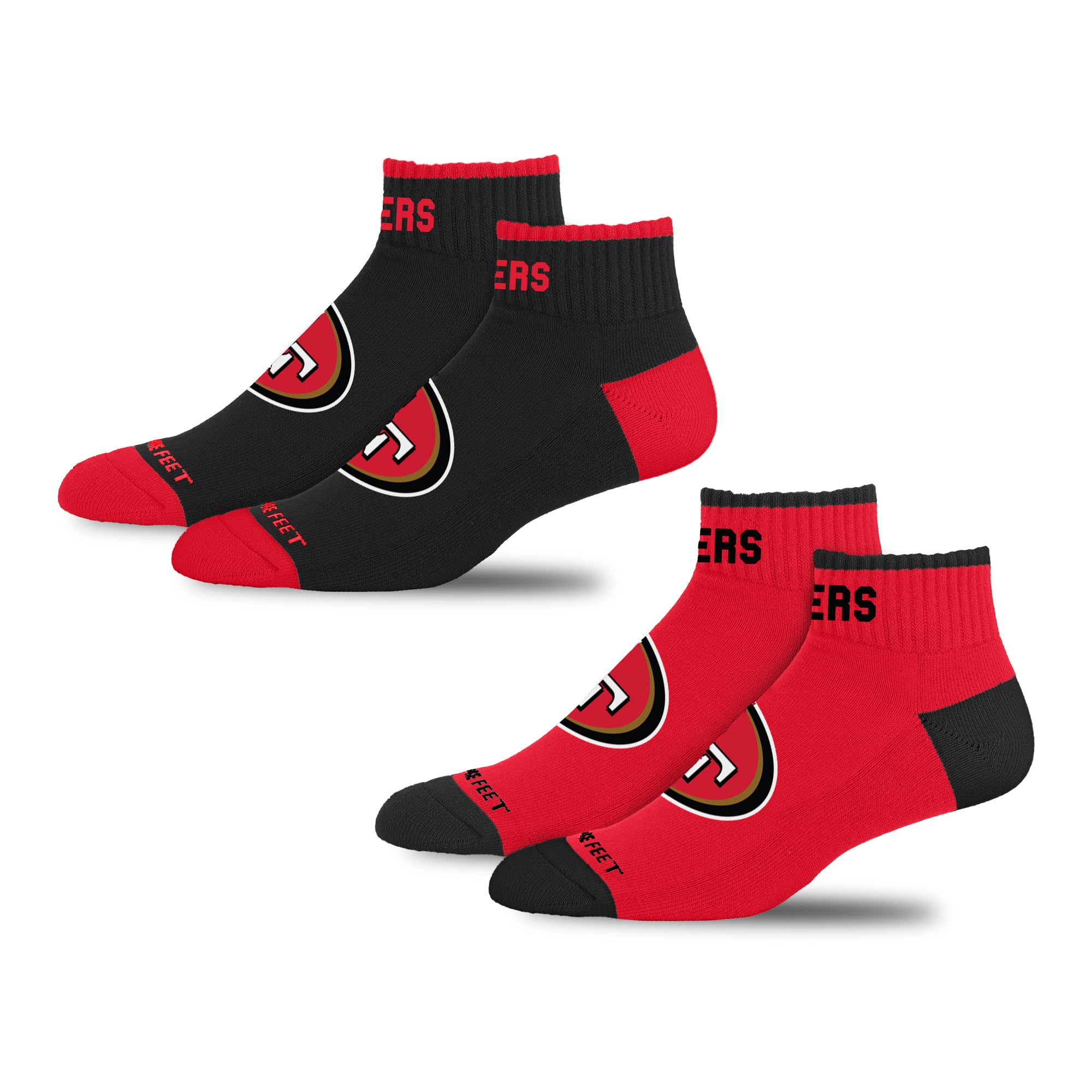 For Bare Feet NFL SAN FRANCISCO 49ERS Front and Center 2 Pack Team Colors Large - Sports Gifts, Sports Memorabilia, Sports Collectibles, Fan Shop
