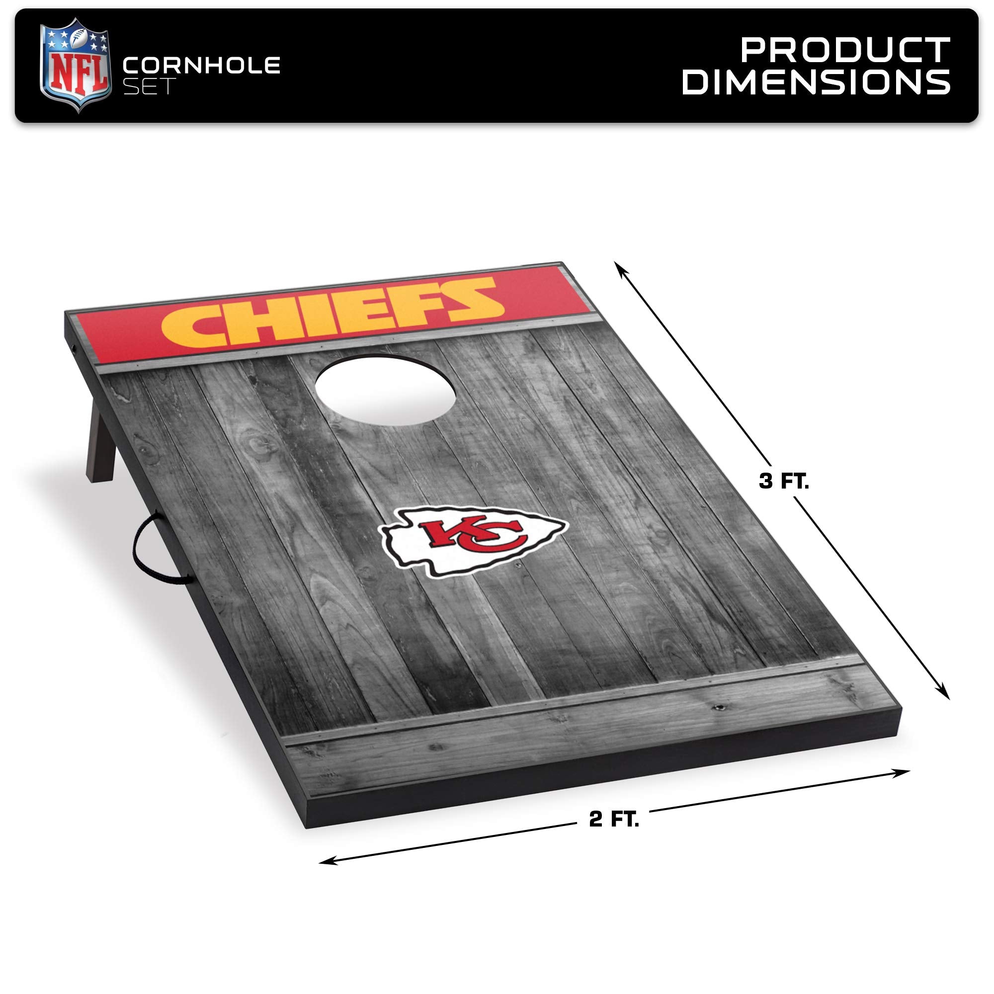 Wild Sports 2'x3' MDF Wood NFL Cornhole Set - Grey Wood Design - Convenient Carry Handles and 8 Premium Bean Bags - Great for Tailgate Parties! - Sports Collectibles, Sports Memorabilia, Sports Fan Shop, Sports Gifts