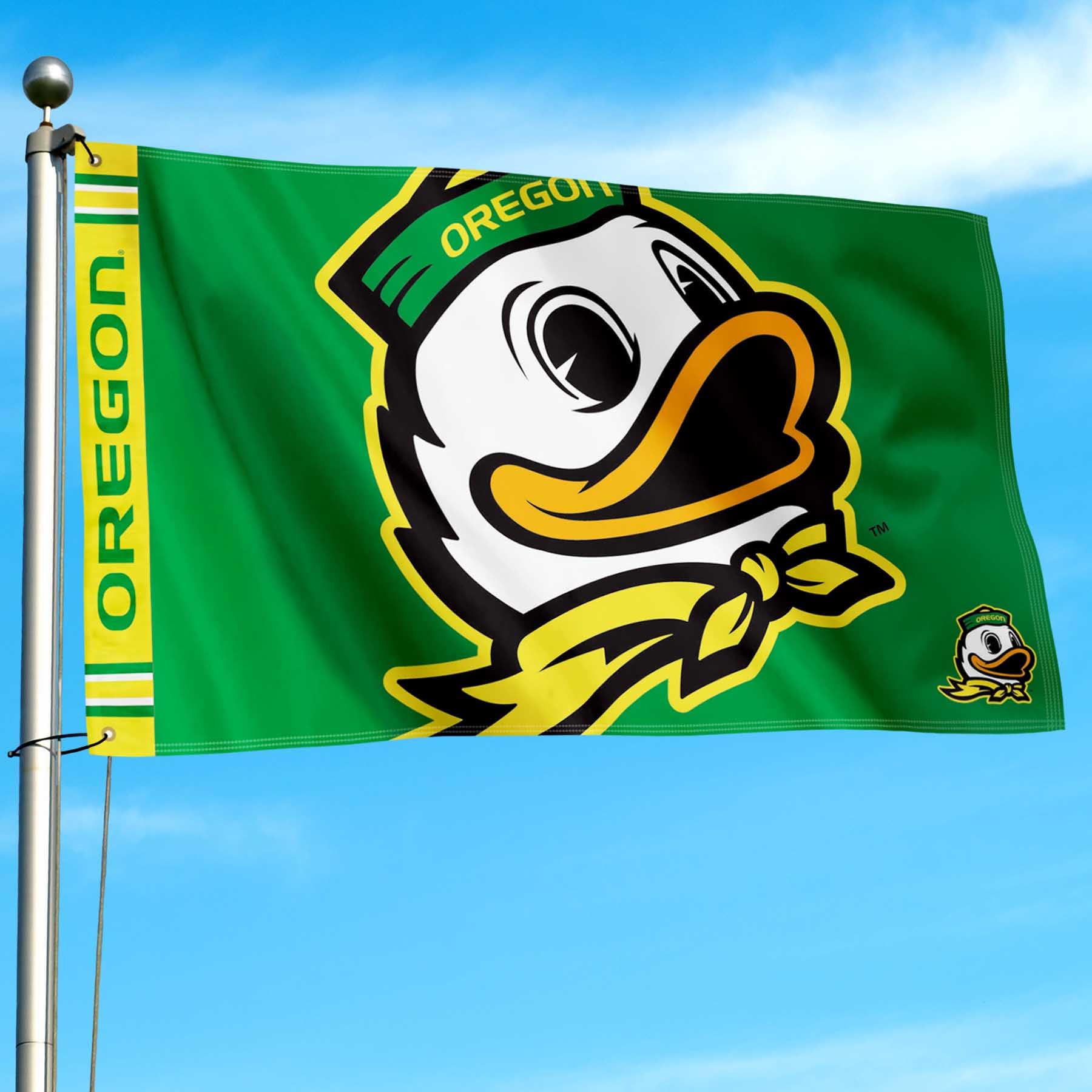 College Flags & Banners Co. Oregon Bold Mascot Logo Premium Flag - Sports Collectibles, Sports Memorabilia, Sports Fan Shop, Sports Gifts