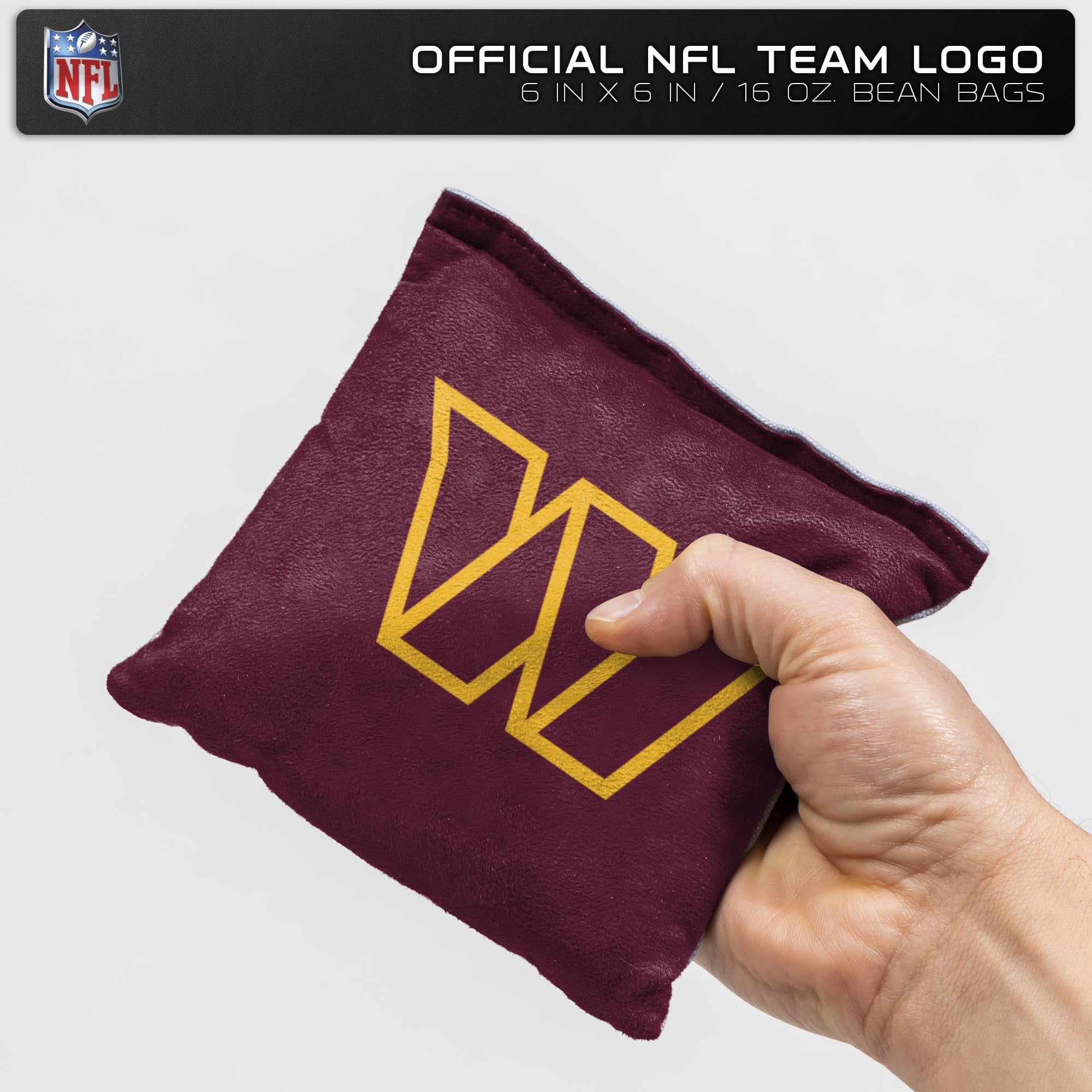NFL Pro Football Washington Commanders Dual-Sided Bean Bags by Wild Sports, 4 Pack - Premium Toss Bags for Cornhole Sets - Sports Collectibles, Sports Memorabilia, Sports Fan Shop, Sports Gifts
