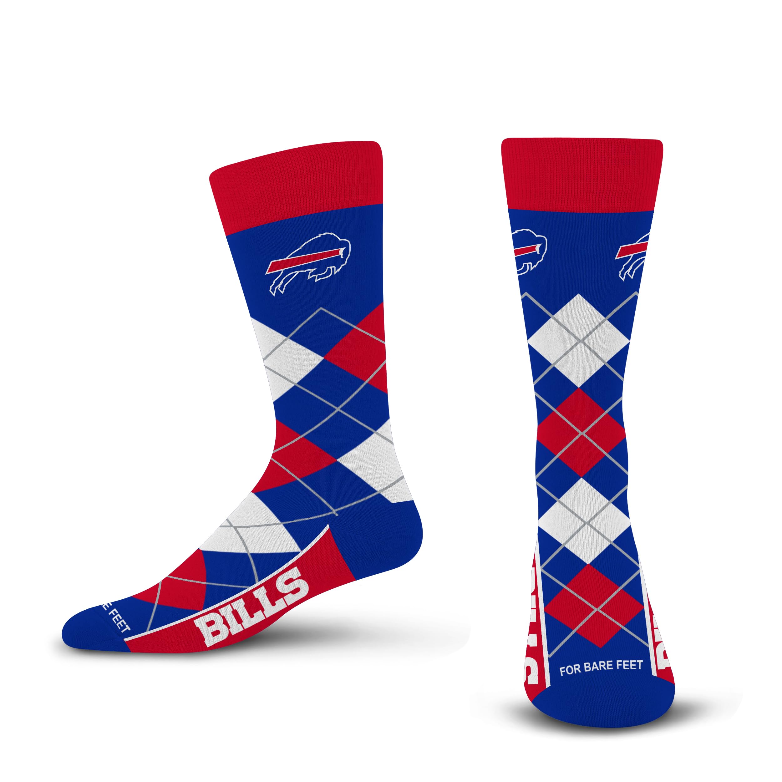 For Bare Feet NFL BUFFALO BILLS Argyle Remix Premium Dress Sock Team Color OSFM - Sports Gifts, Sports Memorabilia, Sports Collectibles, Fan Shop