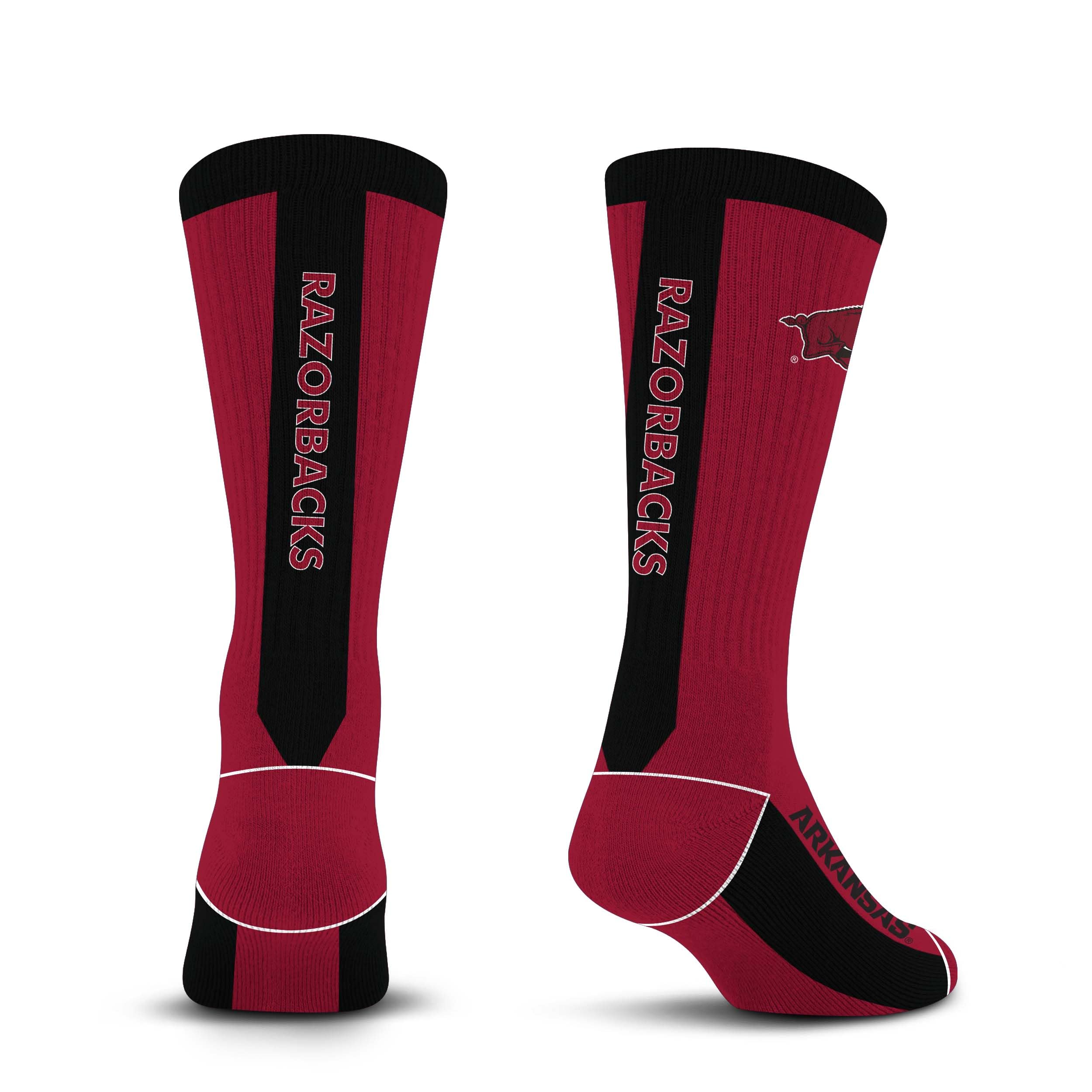 For Bare Feet NCAA ARKANSAS RAZORBACKS MVP Crew Sock Team Color Large - Sports Gifts, Sports Memorabilia, Sports Collectibles, Fan Shop