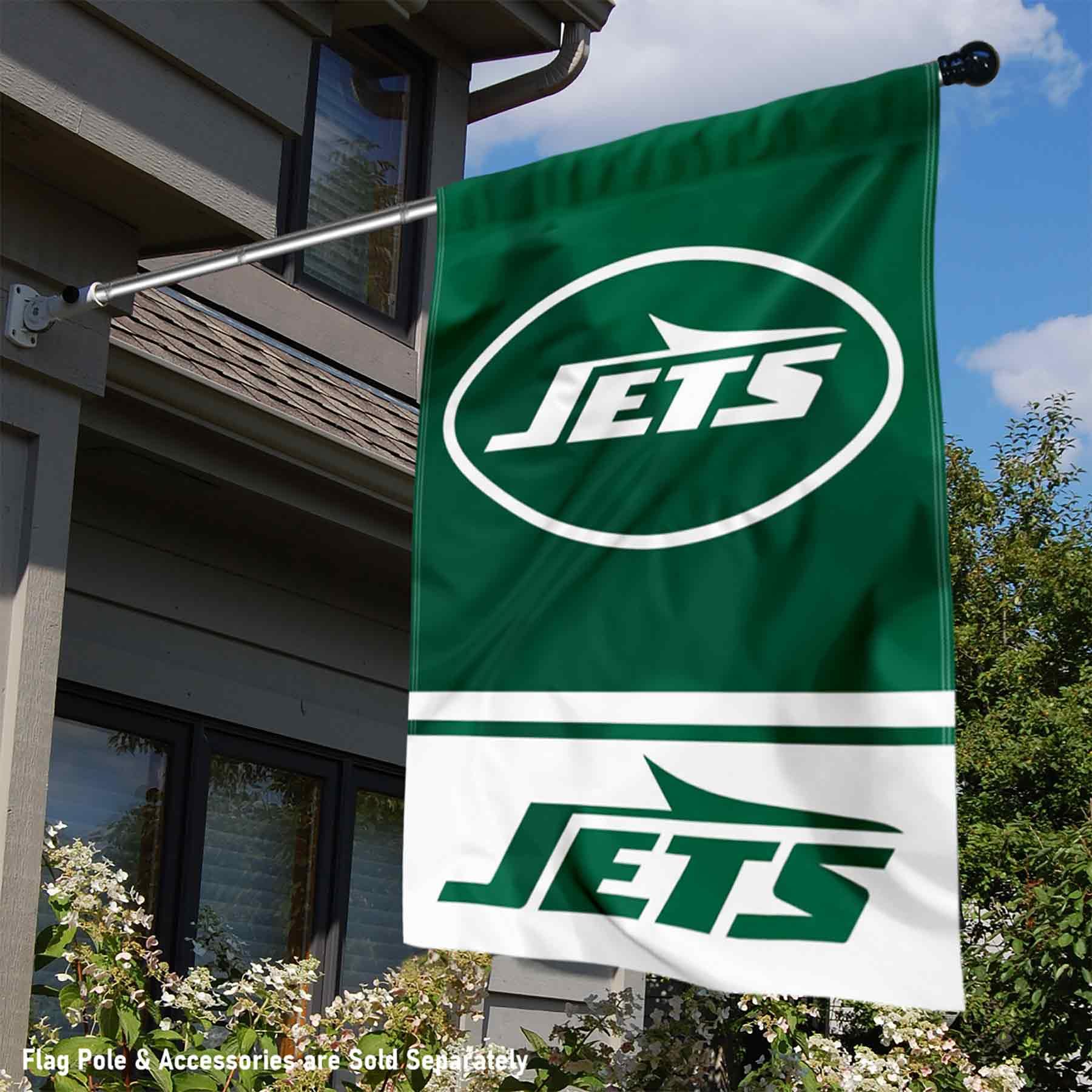 WinCraft New York Jets New Logo Double Sided Banner Flag - Sports Collectibles, Sports Memorabilia, Sports Fan Shop, Sports Gifts