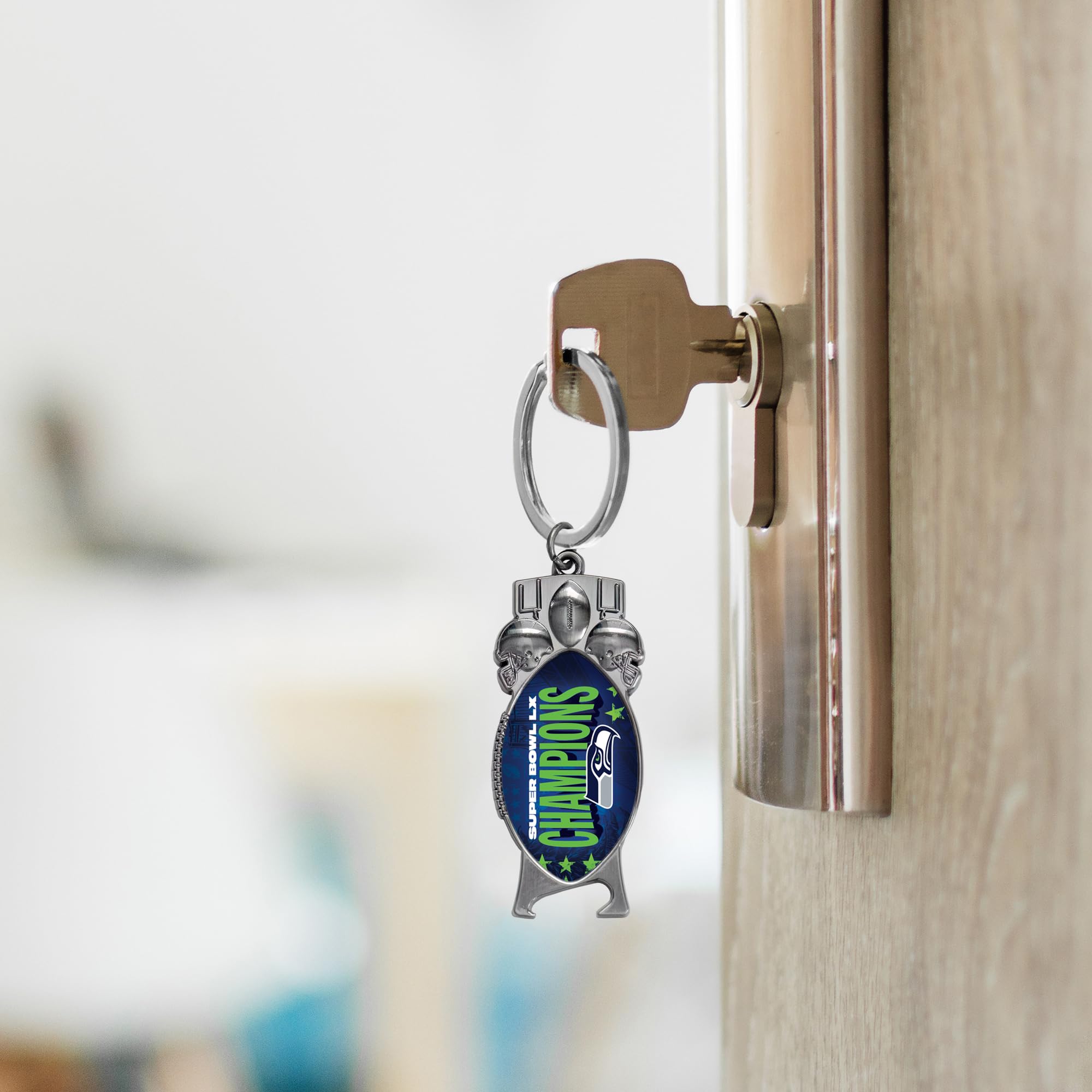 Rico Industries NFL Football Seattle Seahawks 2026 Super Bowl LX Champions Sculpted Bottle Opener Keychain - Car Accessory - Sports Gifts, Sports Memorabilia, Sports Collectibles, Fan Shop
