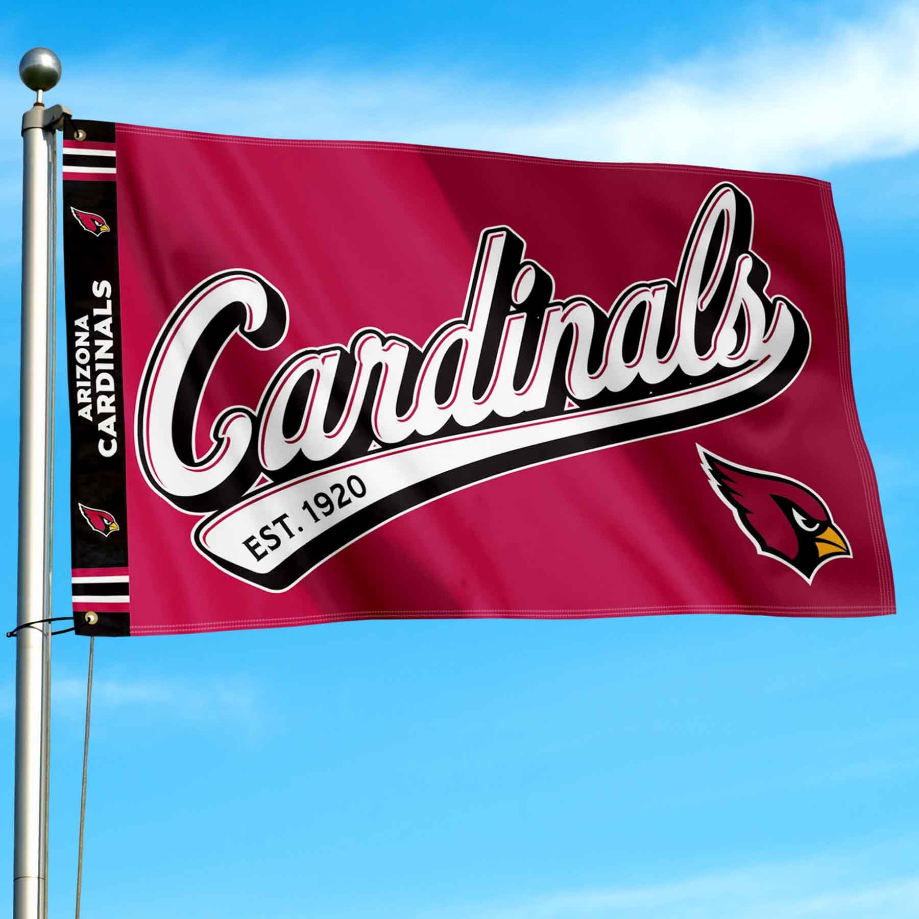 WinCraft Arizona Cardinals Script Logo Premium Flag - Sports Collectibles, Sports Memorabilia, Sports Fan Shop, Sports Gifts
