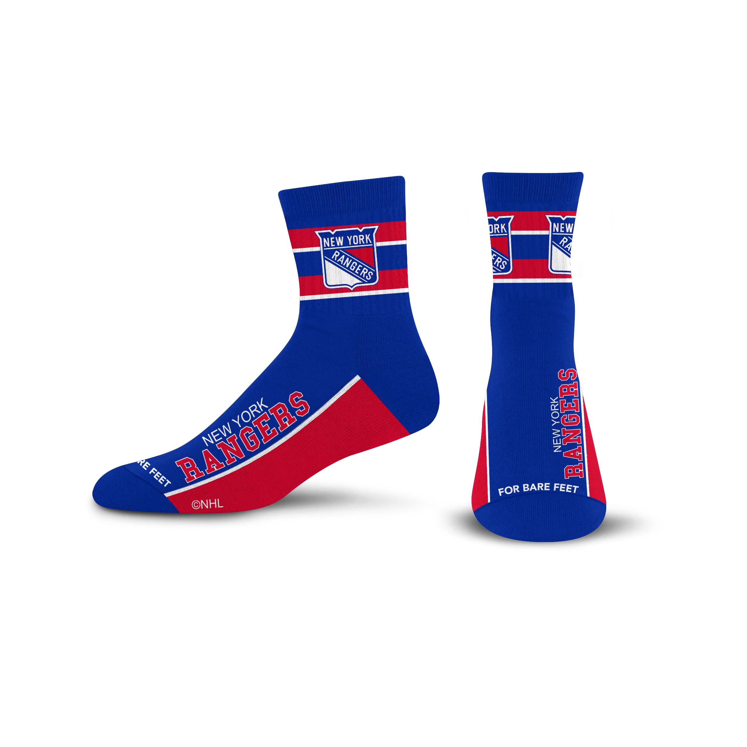 For Bare Feet NHL NEW YORK RANGERS Lil' Deuce Quarter Sock Team Color Large - Sports Gifts, Sports Memorabilia, Sports Collectibles, Fan Shop