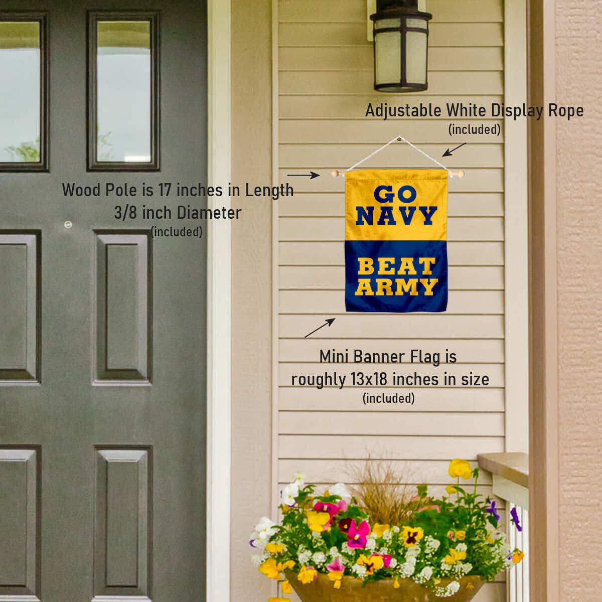 College Flags & Banners Co. US Navy Midshipmen Beat Army Window Wall Banner Hanging Flag with Suction Cup - Sports Collectibles, Sports Memorabilia, Sports Fan Shop, Sports Gifts