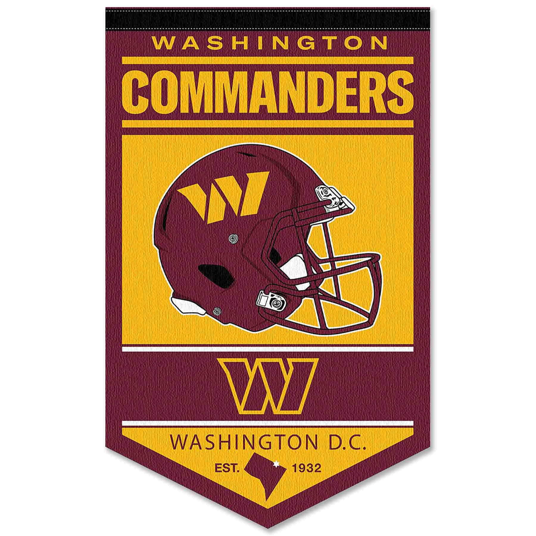 WinCraft Washington Commanders Heritage History Banner Pennant - Sports Collectibles, Sports Memorabilia, Sports Fan Shop, Sports Gifts