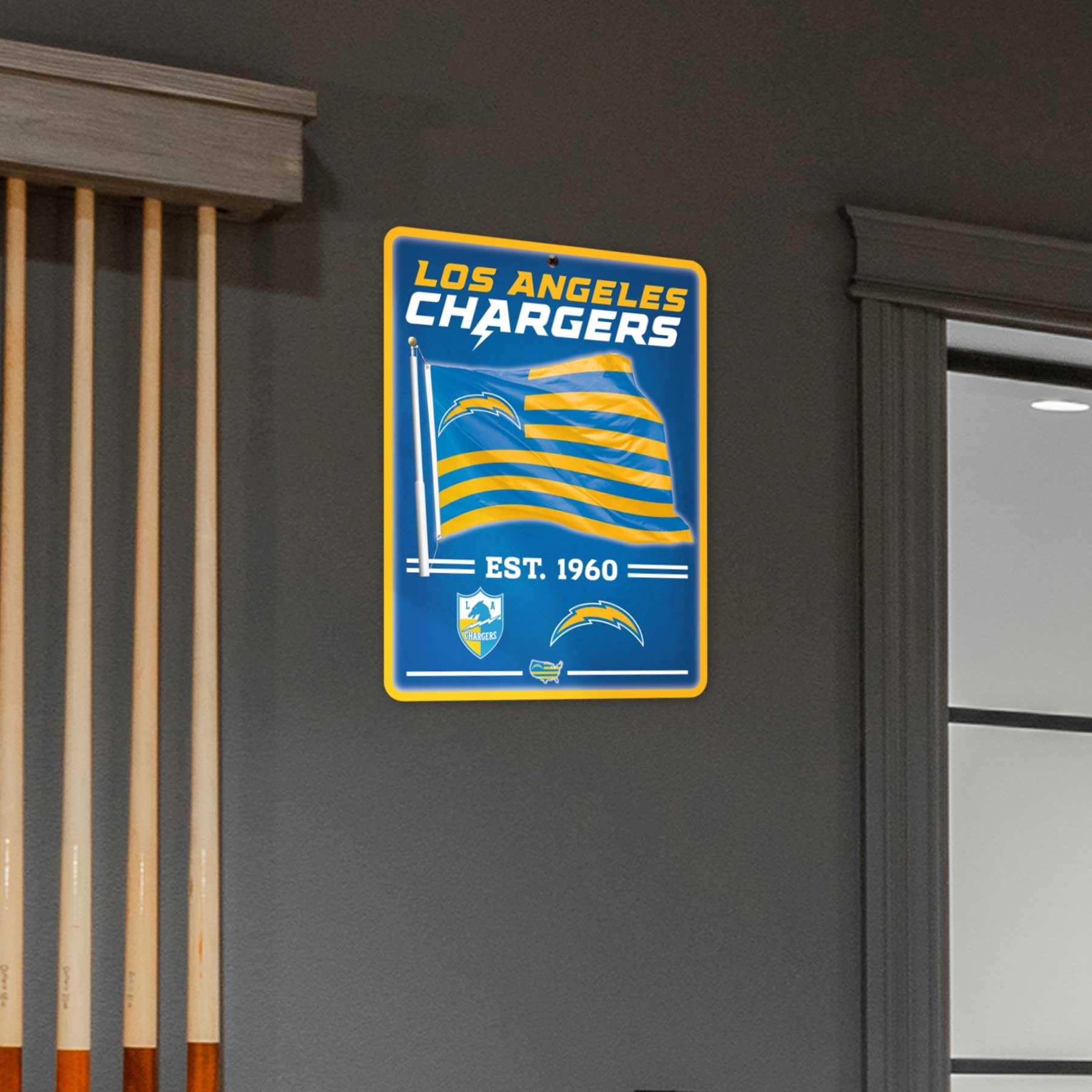 WinCraft Los Angeles Chargers Americana Banner Flag Sign - Sports Collectibles, Sports Memorabilia, Sports Fan Shop, Sports Gifts