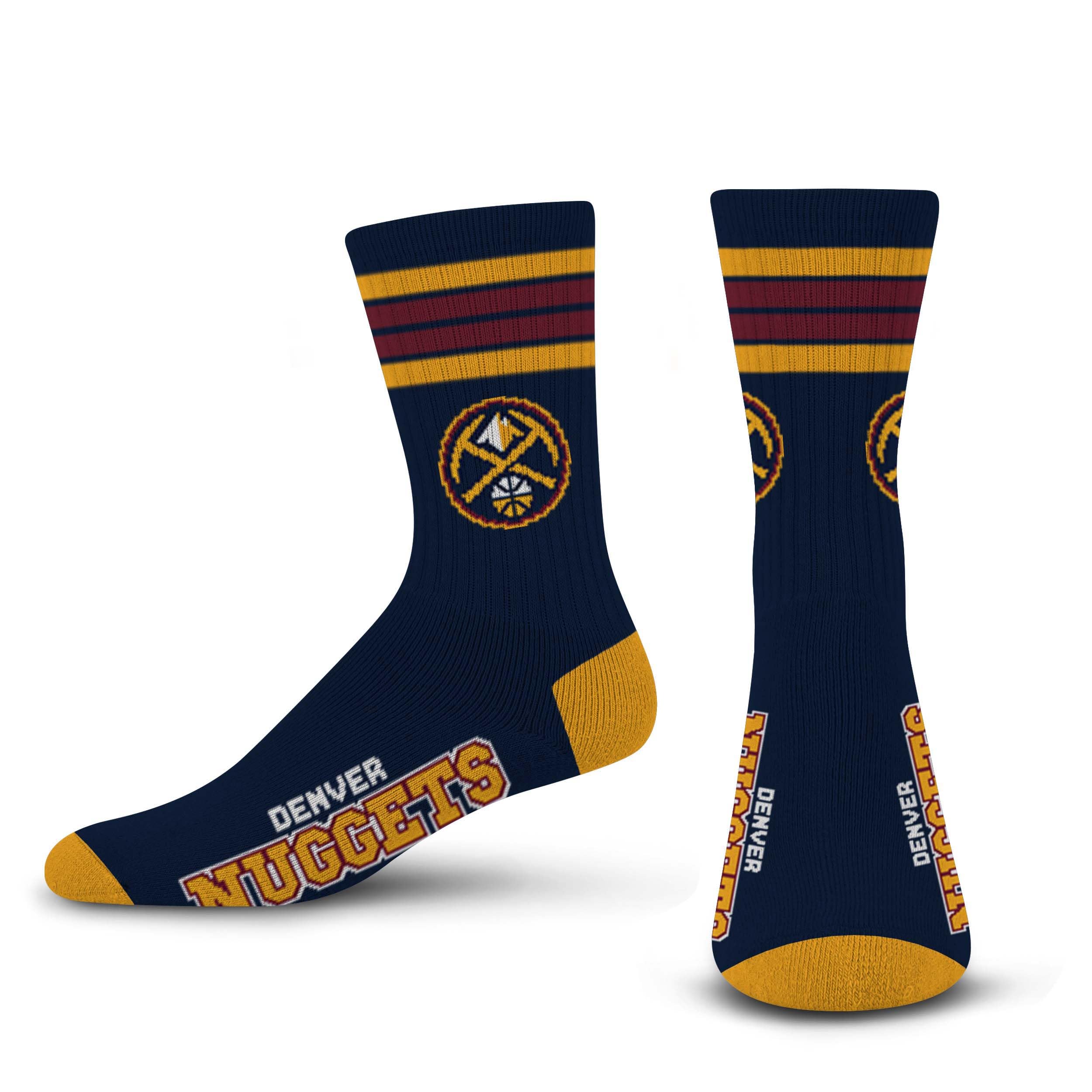 For Bare Feet NBA DENVER NUGGETS 4 Stripe Deuce Crew Sock Team Color Large - Sports Gifts, Sports Memorabilia, Sports Collectibles, Fan Shop