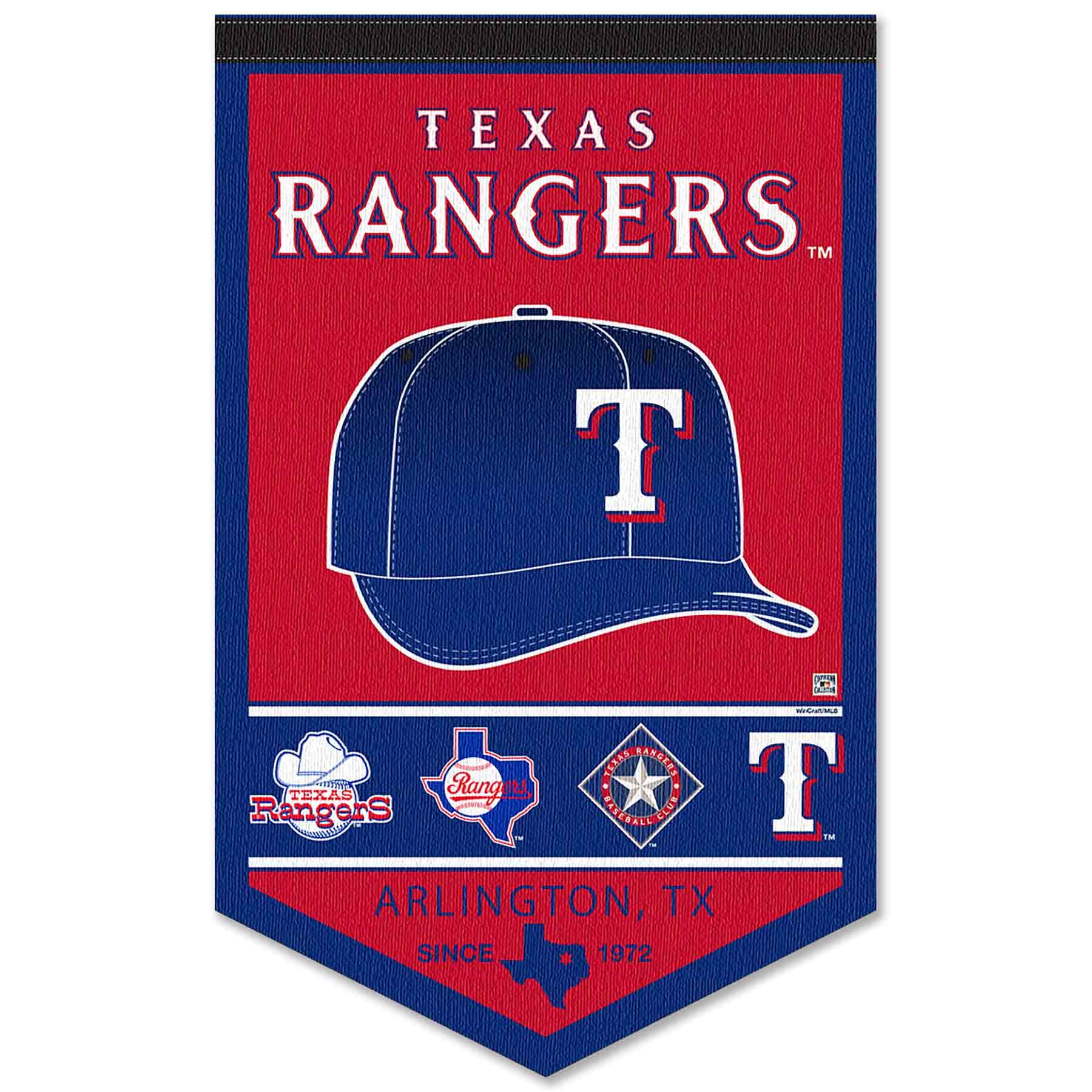 WinCraft Texas Rangers Heritage History Banner Pennant - Sports Collectibles, Sports Memorabilia, Sports Fan Shop, Sports Gifts