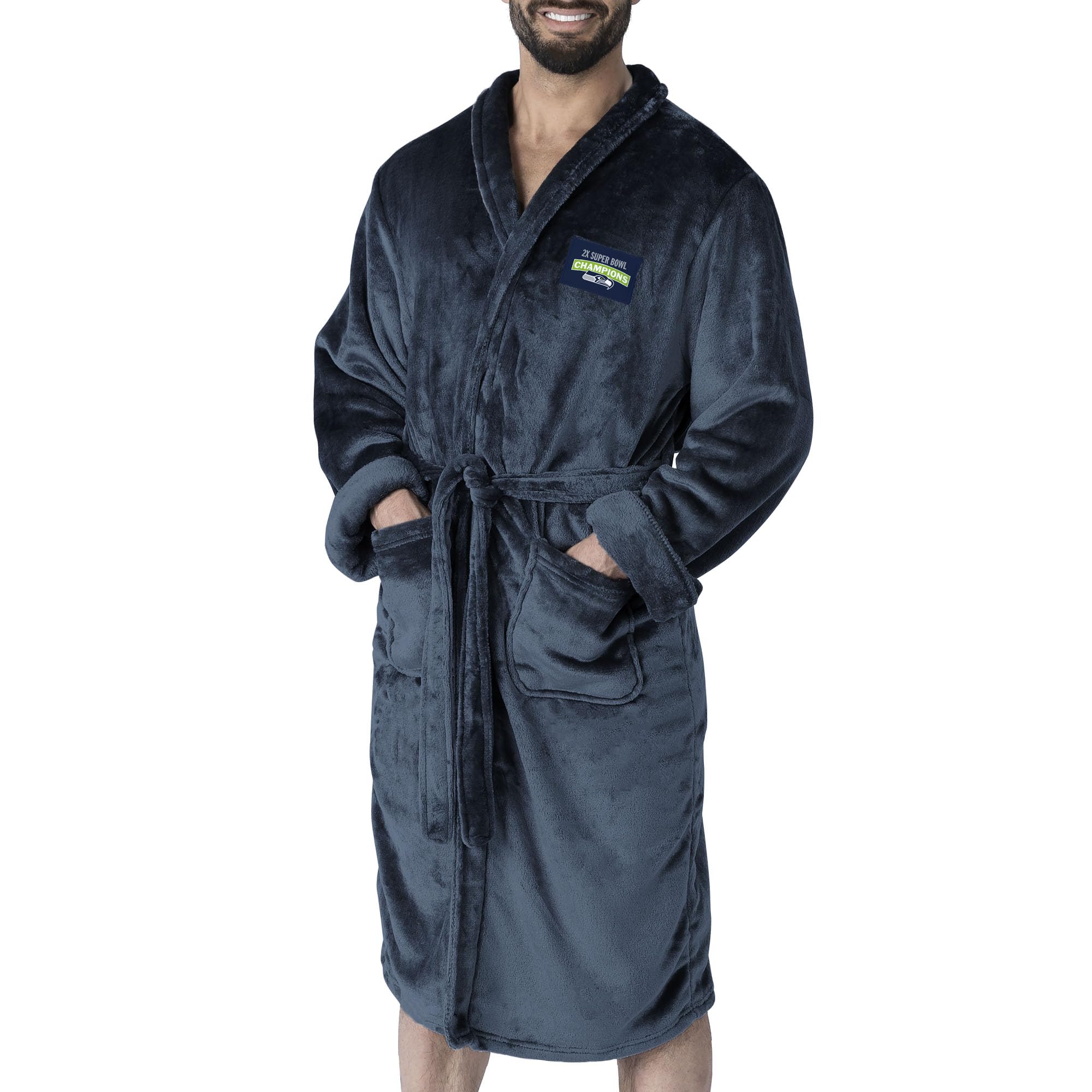 Northwest NFL Super Bowl 2026 Seattle Seahawks Multi Champs Fog Silk Touch Robe, Large/XLarge - Sports Gifts, Sports Memorabilia, Sports Collectibles, Fan Shop