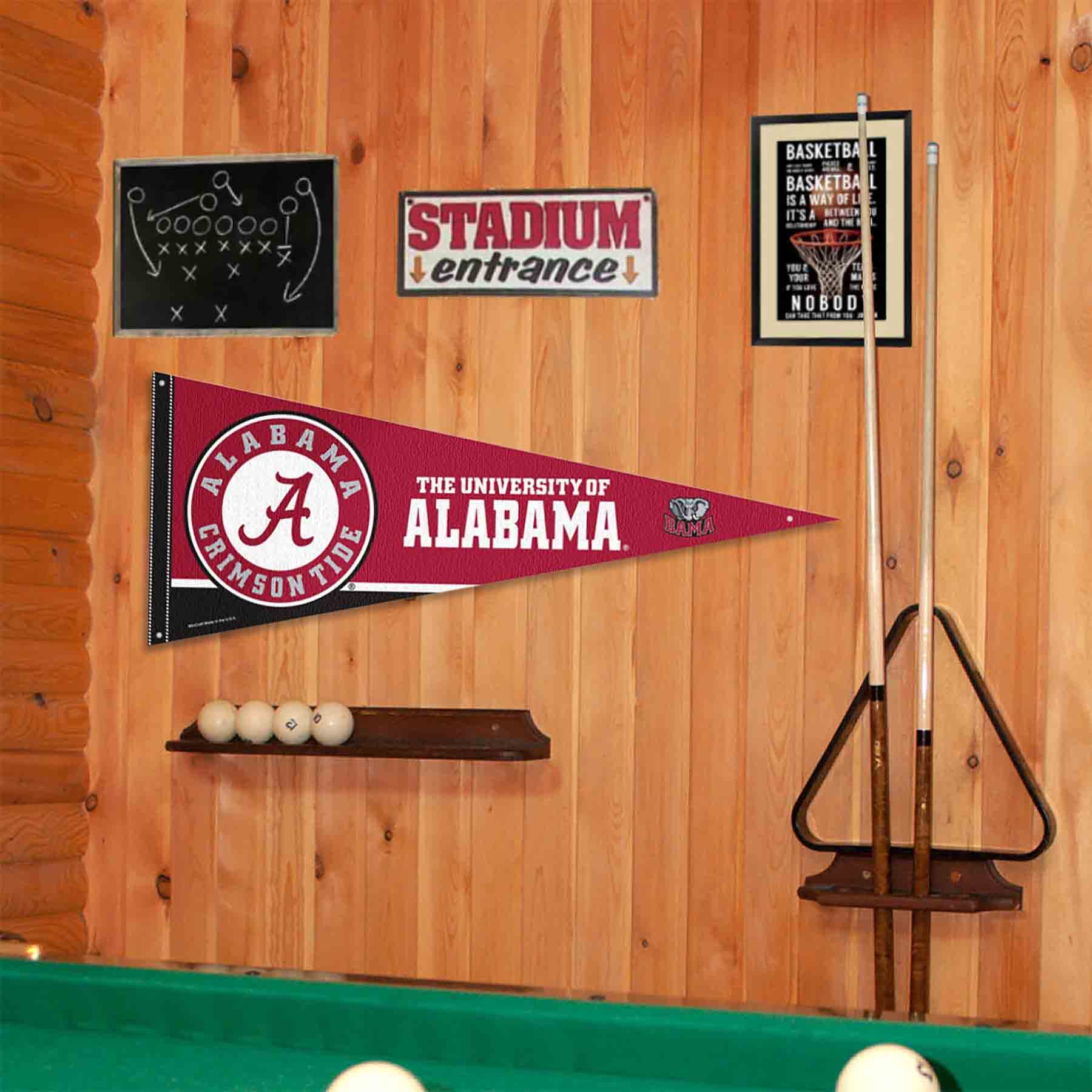 College Flags & Banners Co. Alabama Crimson Tide Circle Logo Pennant Flag and Wall Tack Mount Pads - Sports Collectibles, Sports Memorabilia, Sports Fan Shop, Sports Gifts