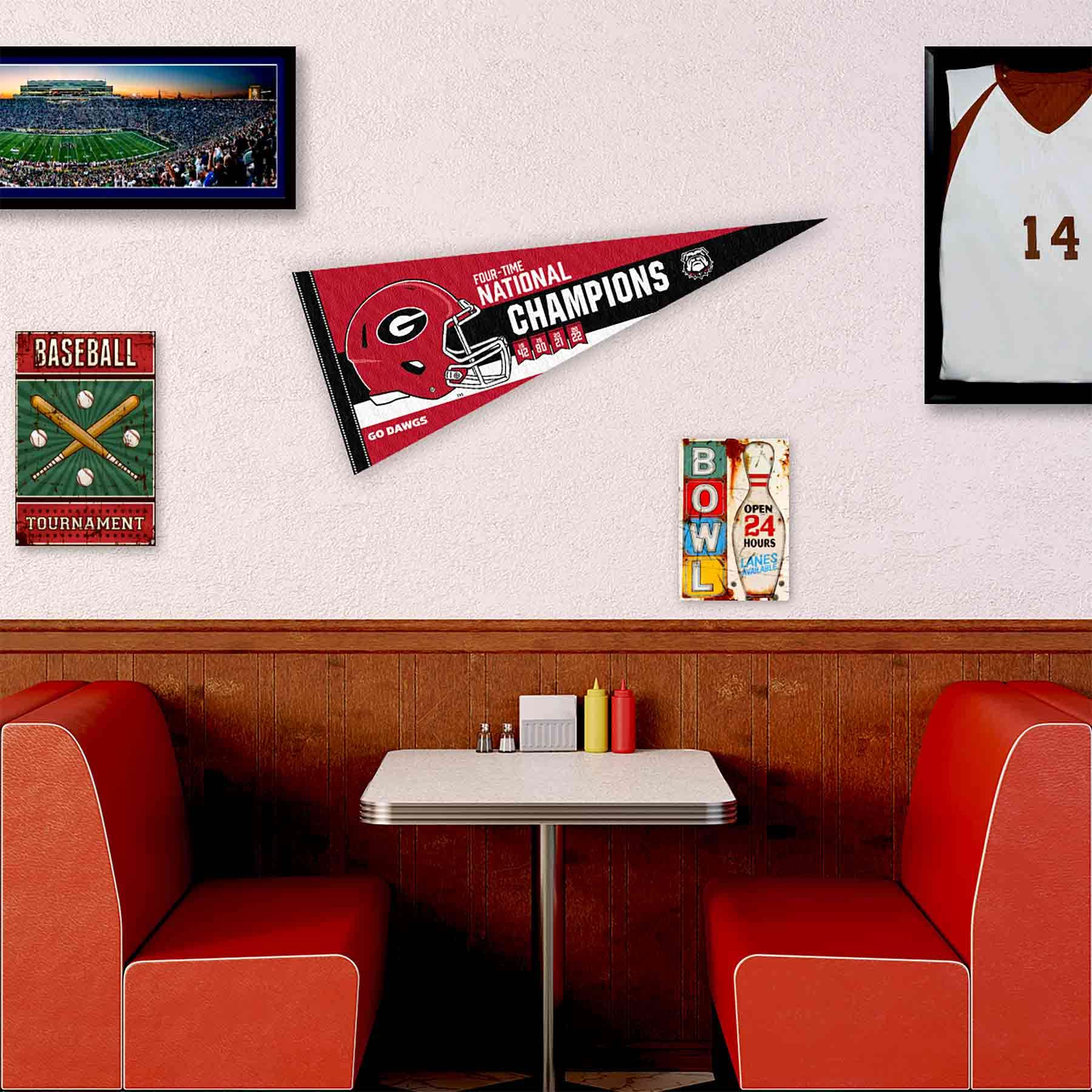 Georgia Bulldogs College Football 4 Time National Champions Pennant Banner Flag - Sports Collectibles, Sports Memorabilia, Sports Fan Shop, Sports Gifts