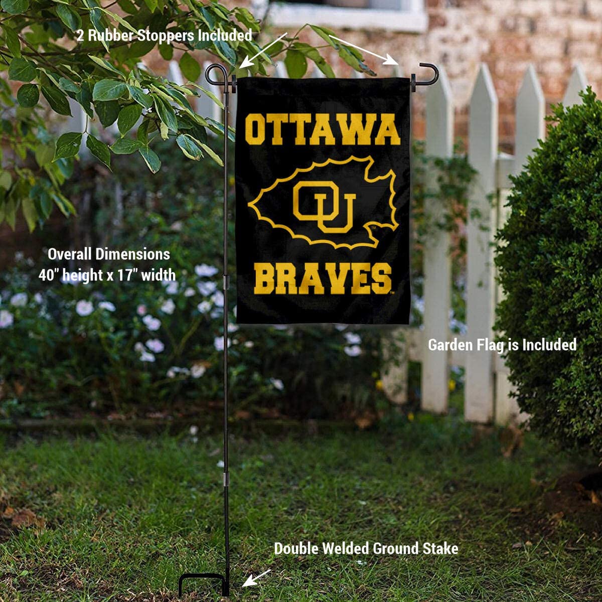 College Flags & Banners Co. OU Braves Garden Flag and Flag Stand Pole Holder Set - Sports Collectibles, Sports Memorabilia, Sports Fan Shop, Sports Gifts