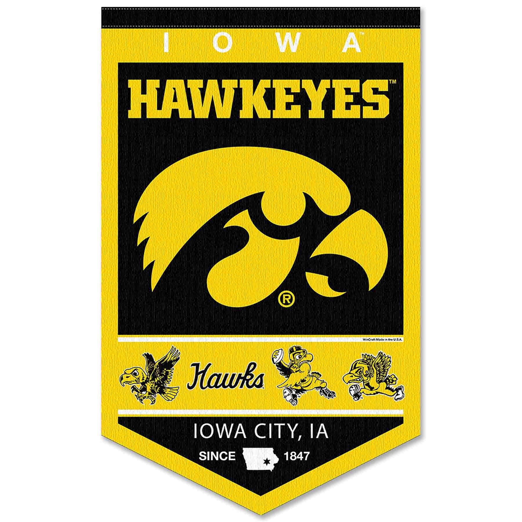 College Flags & Banners Co. Hawkeyes Heritage History Banner Pennant - Sports Collectibles, Sports Memorabilia, Sports Fan Shop, Sports Gifts