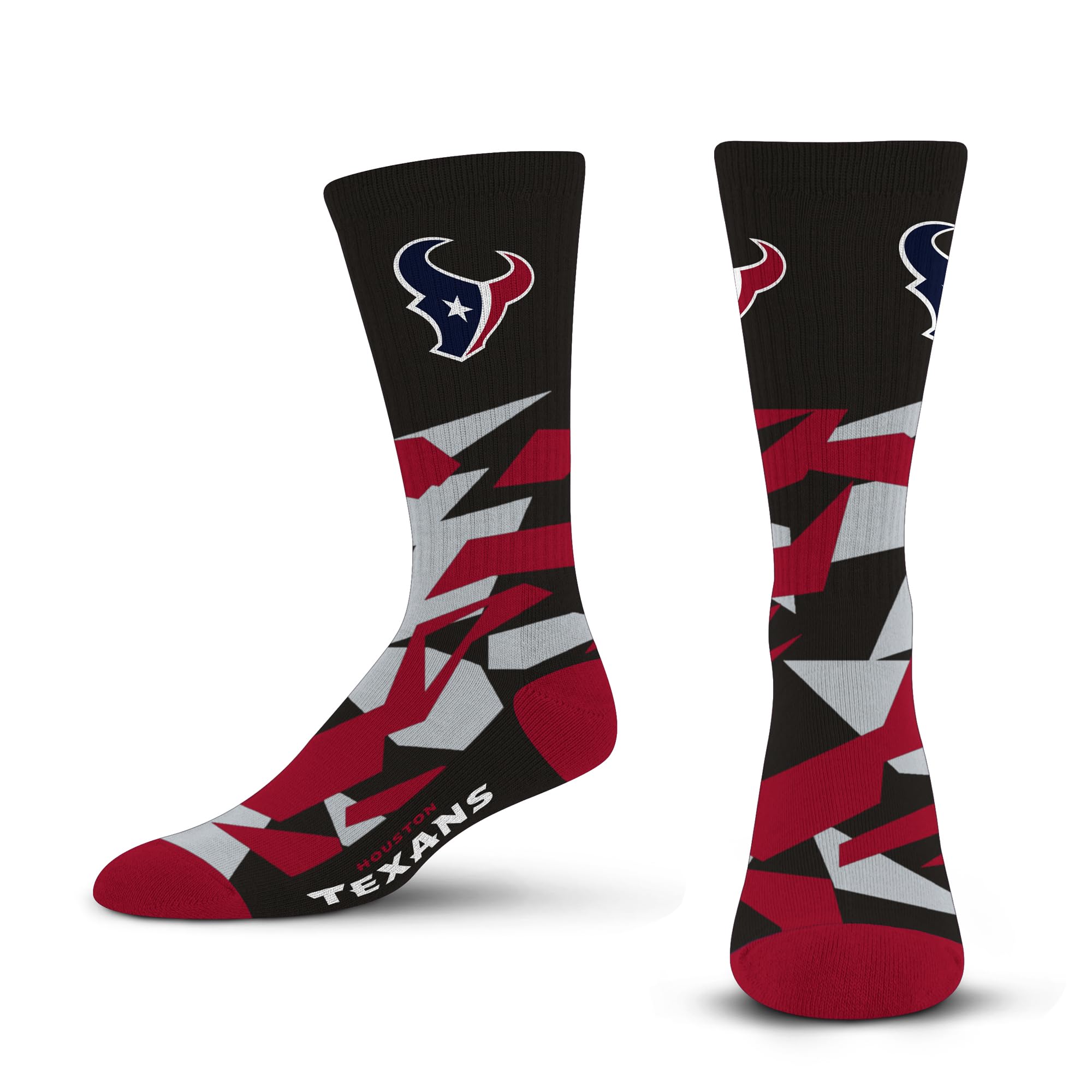 For Bare Feet NFL HOUSTON TEXANS Shattered Camo Crew Sock Team Color Large - Sports Gifts, Sports Memorabilia, Sports Collectibles, Fan Shop