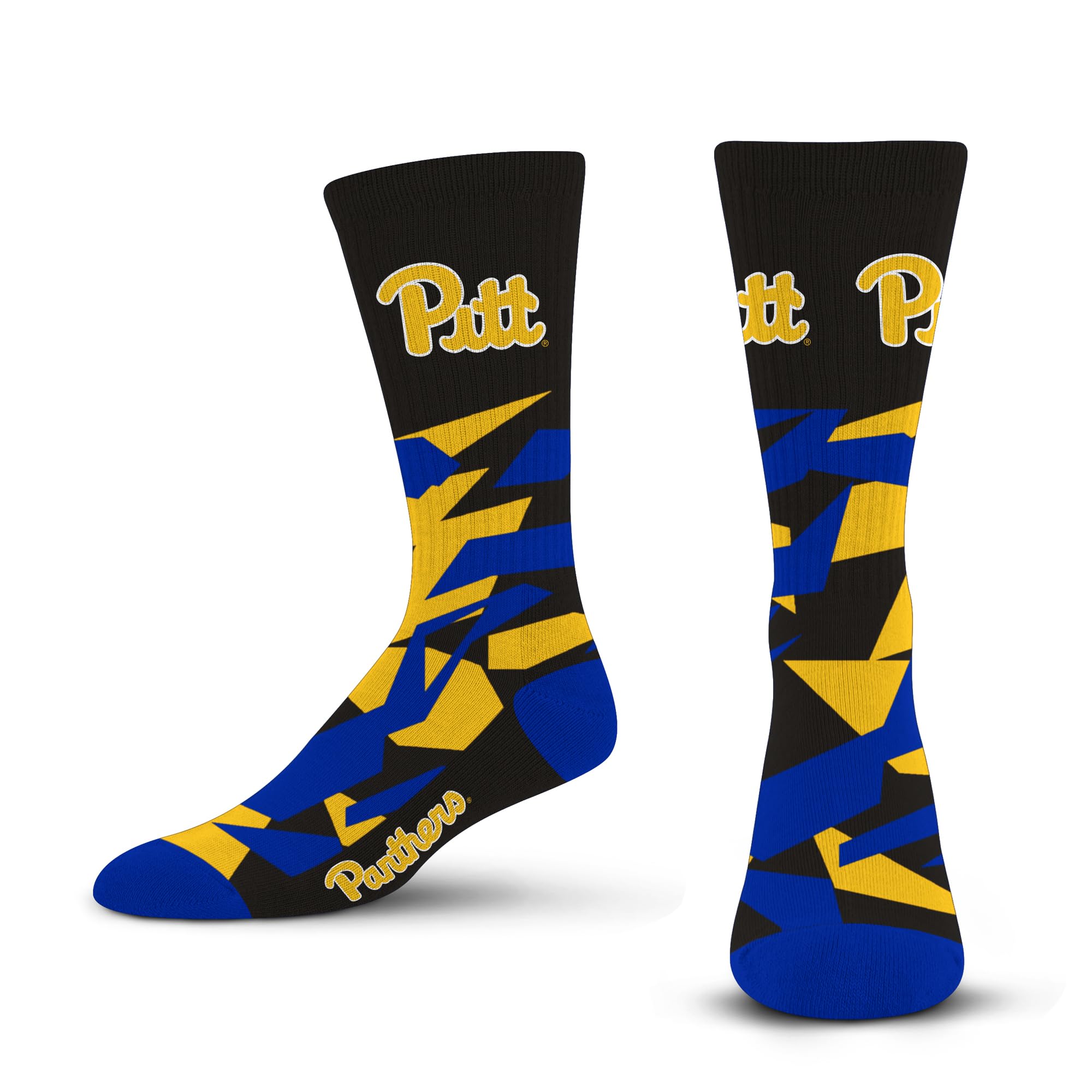 For Bare Feet NCAA PITTSBURGH PANTHERS Shattered Camo Crew Sock Team Color Large - Sports Gifts, Sports Memorabilia, Sports Collectibles, Fan Shop