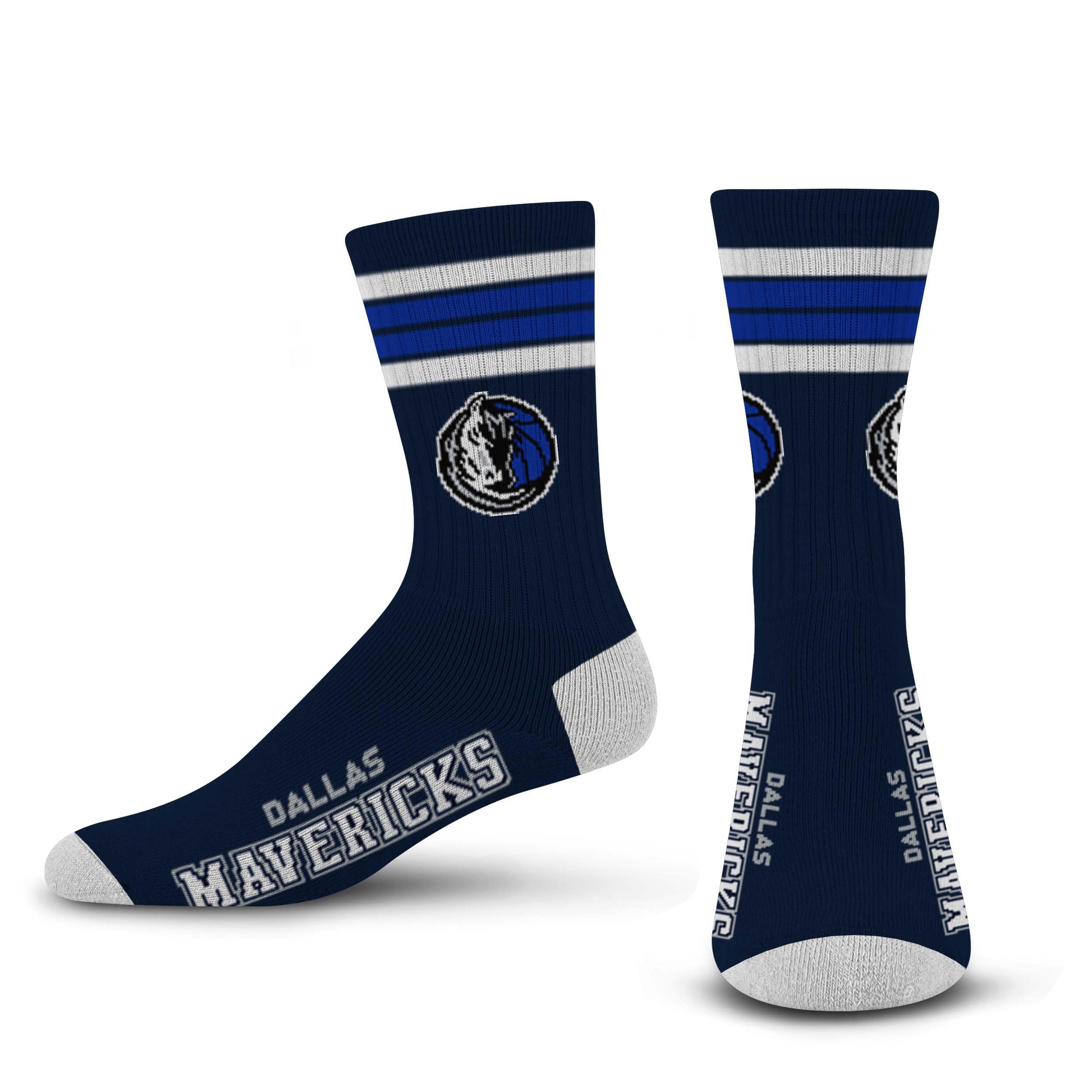 For Bare Feet NBA DALLAS MAVERICKS 4 Stripe Deuce Crew Sock Team Color Medium - Sports Gifts, Sports Memorabilia, Sports Collectibles, Fan Shop