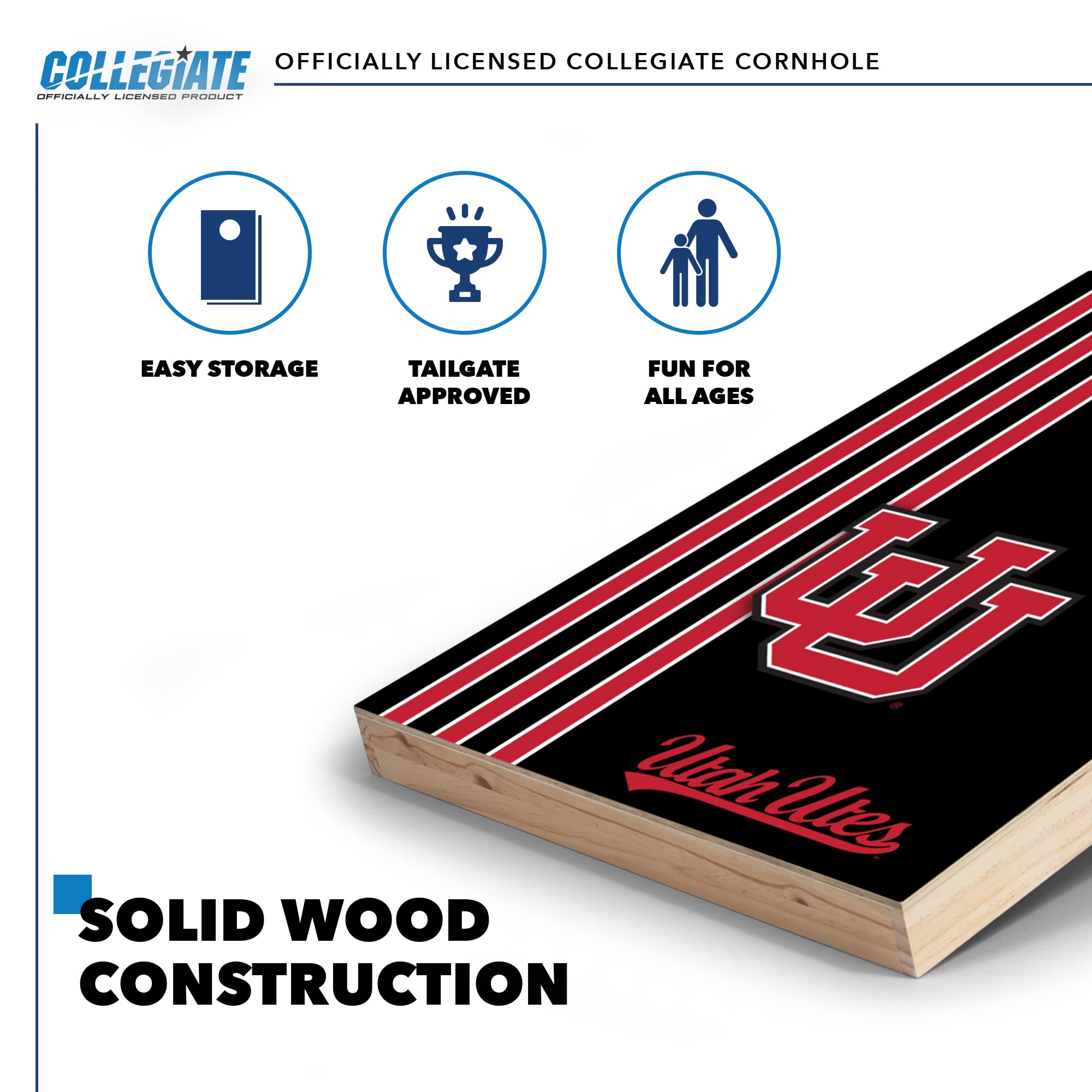 Wild Sports 2' x 3' Set with Direct Print HD Team Graphics – Great Gift for Any NCAA Fan! Bean Bag Toss Family Outdoor Games – Utah Utes - Sports Collectibles, Sports Memorabilia, Sports Fan Shop, Sports Gifts